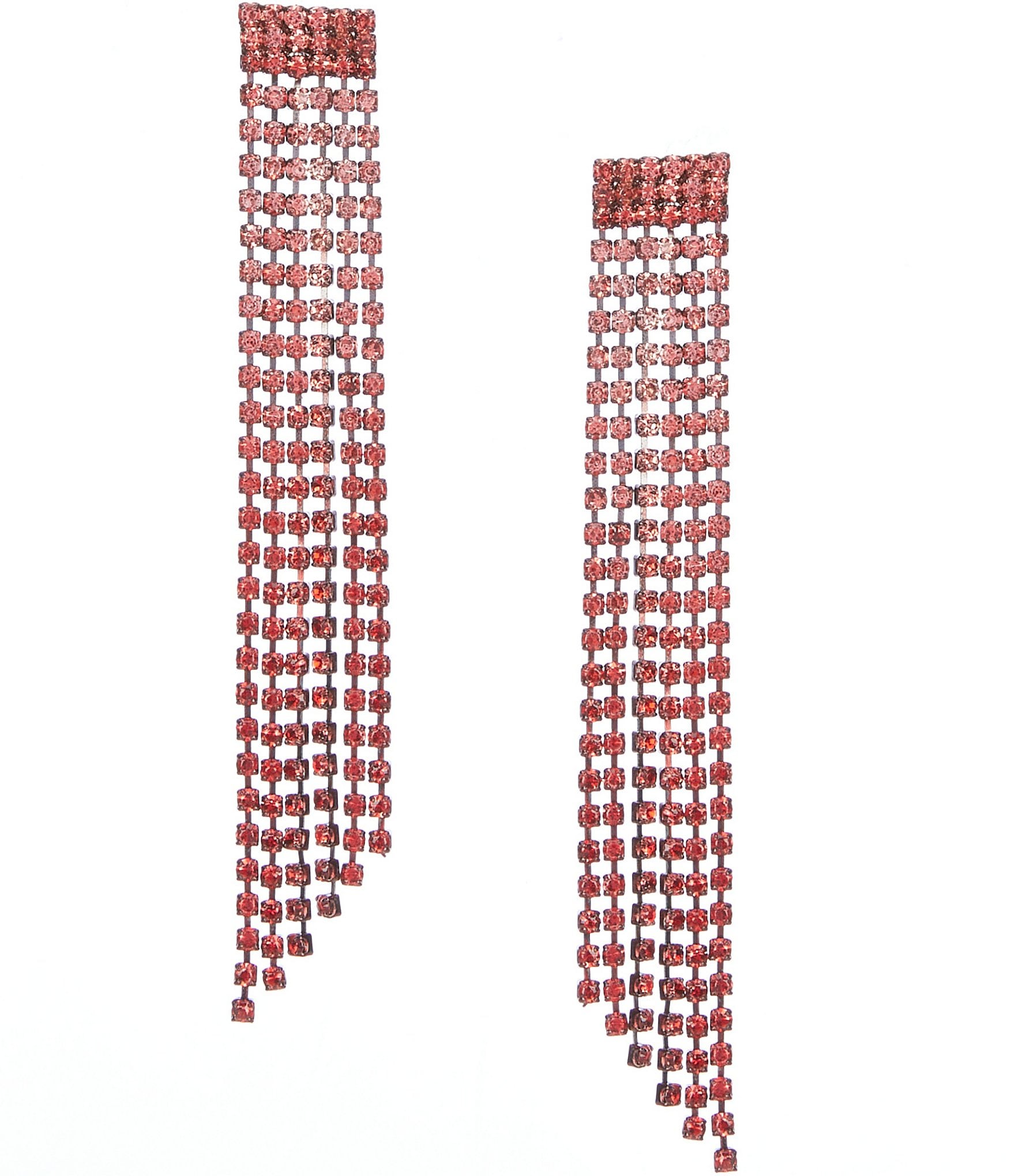 Gemma Layne Red Ombre Multi Rhinestone Chain Drop Earrings