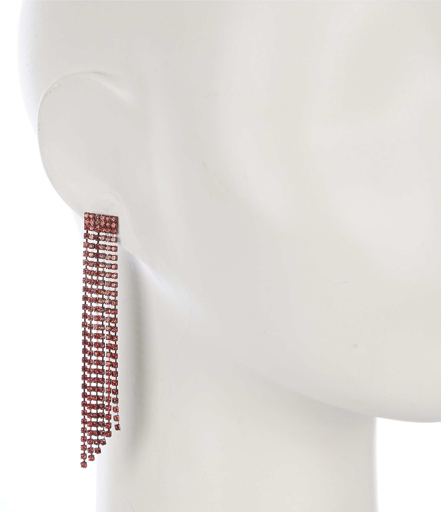 Gemma Layne Red Ombre Multi Rhinestone Chain Drop Earrings