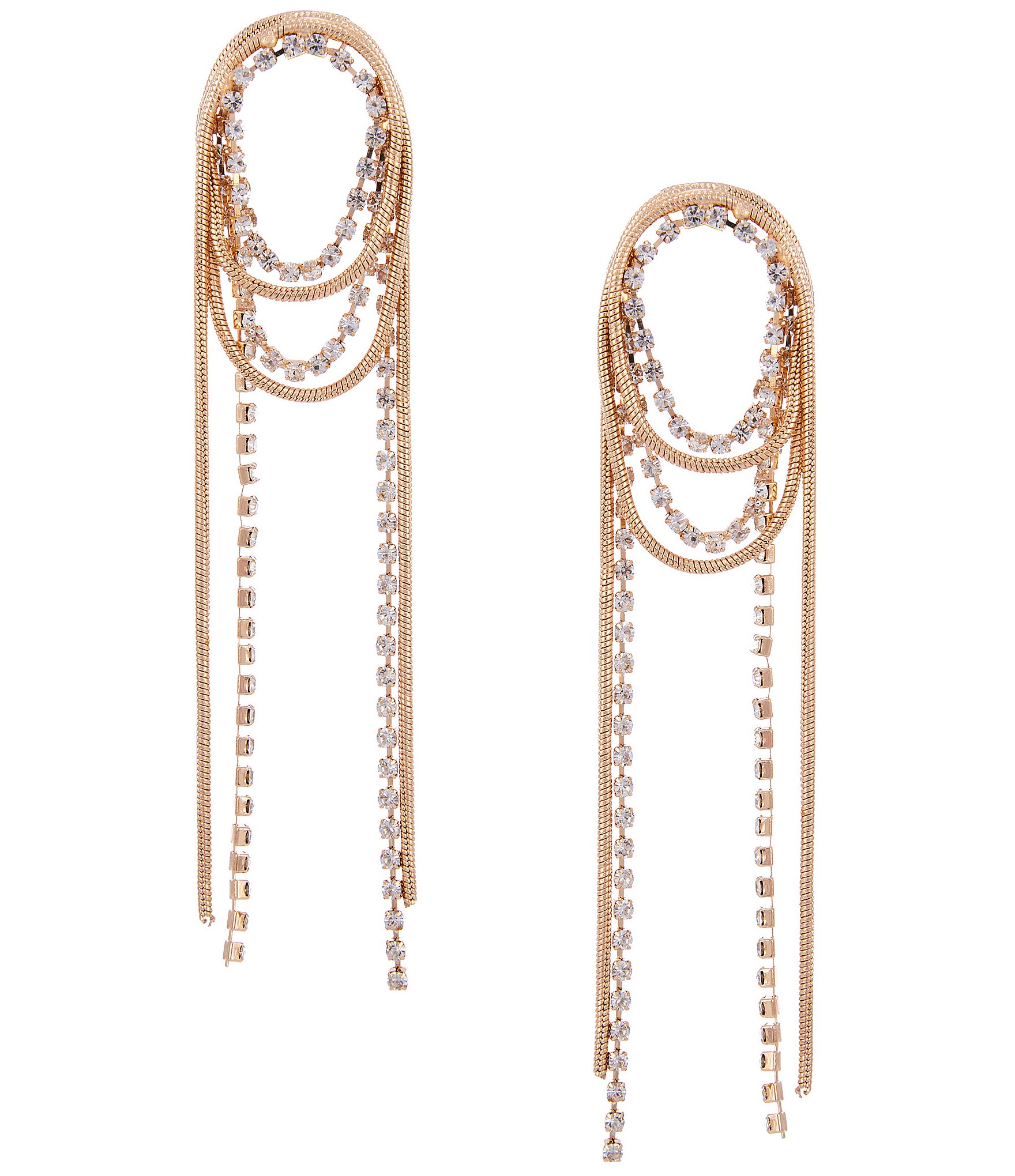 Gemma Layne Rhinestone Chain Loop Statement Drop Earrings