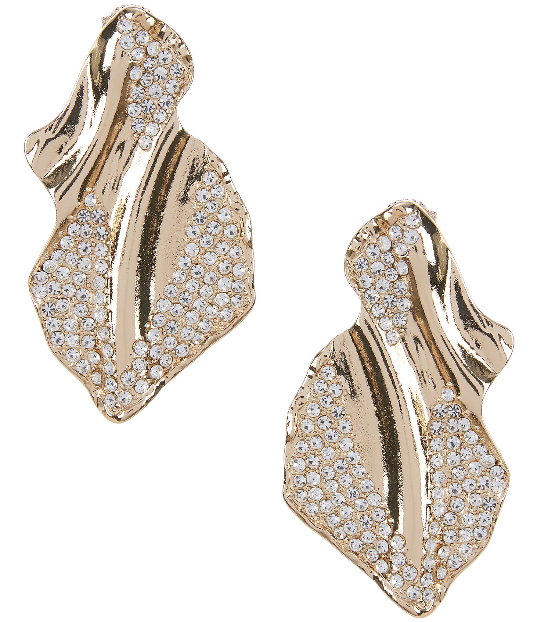 Gemma Layne Statement Wavy Pave Drop Earrings
