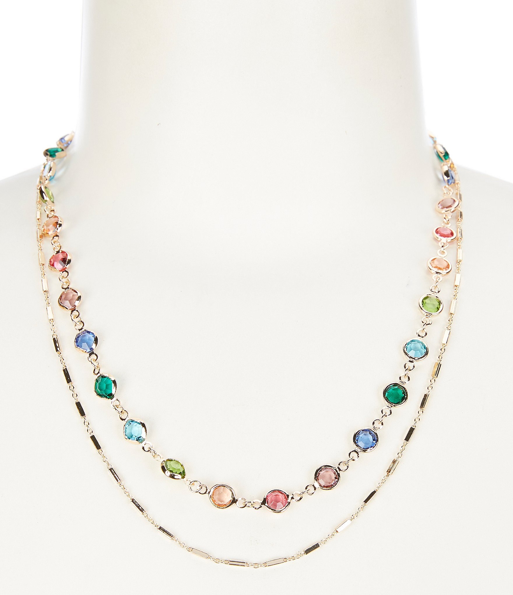 Gemma Layne Stone and Chain Short Multi-Strand Necklace