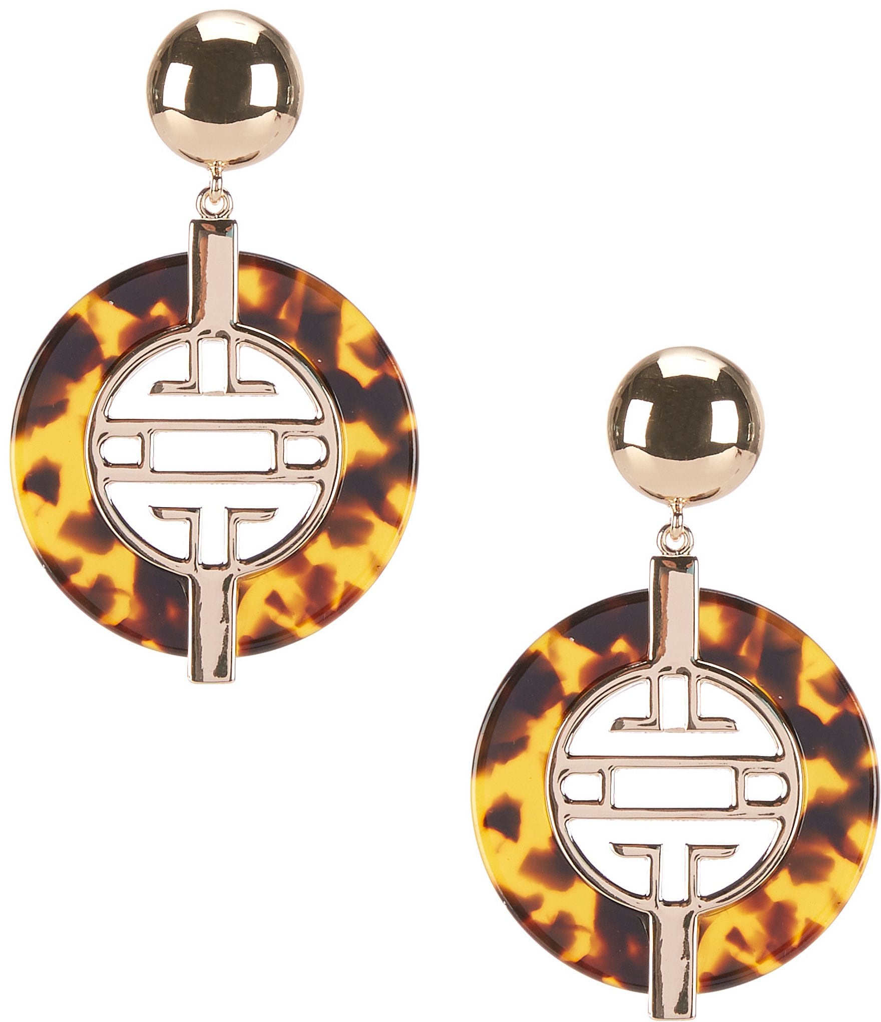 Gemma Layne Tortoise Geometric Statement Drop Earrings