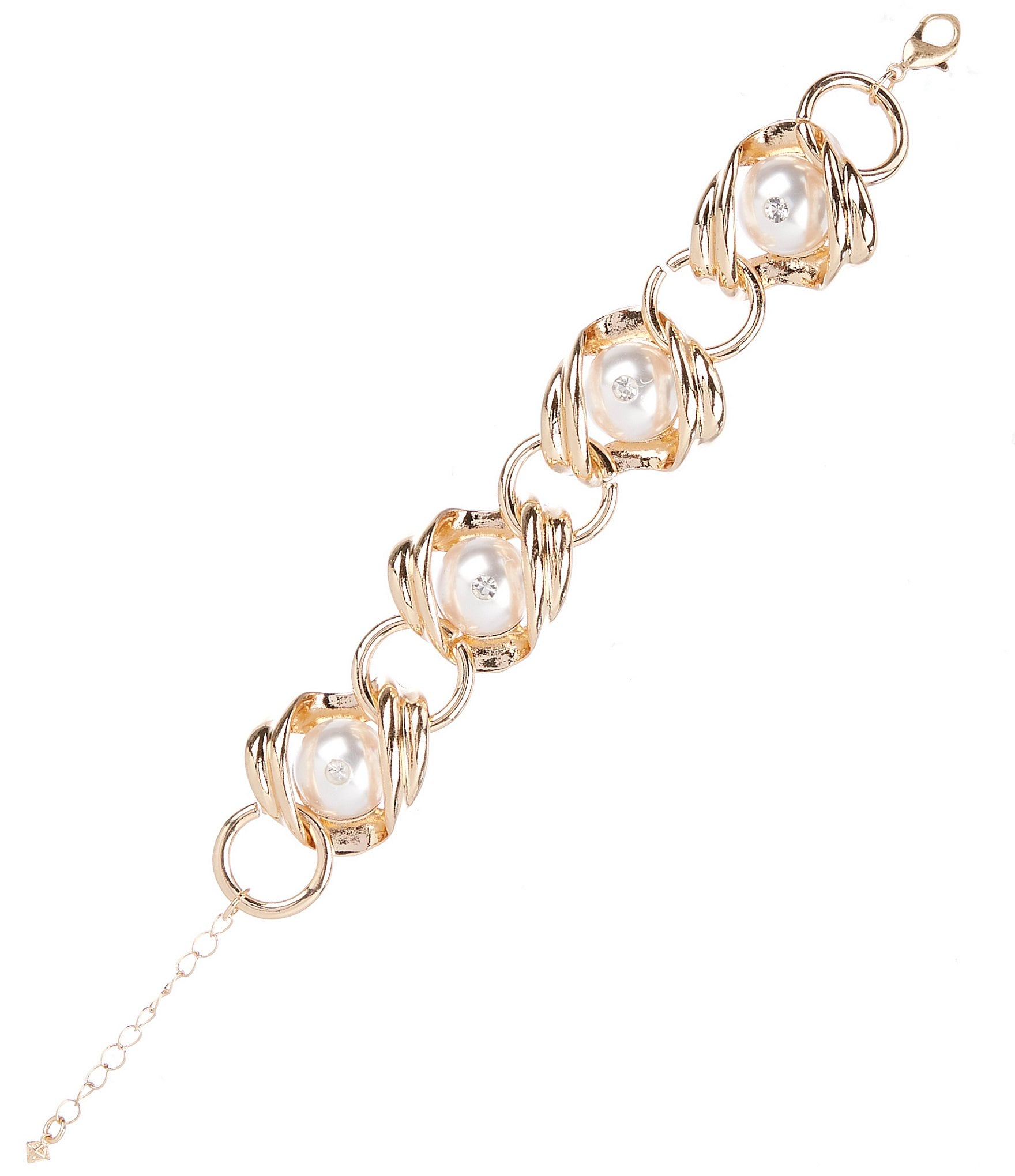 Gemma Layne Twisted Link with Pearl Chain Line Bracelet