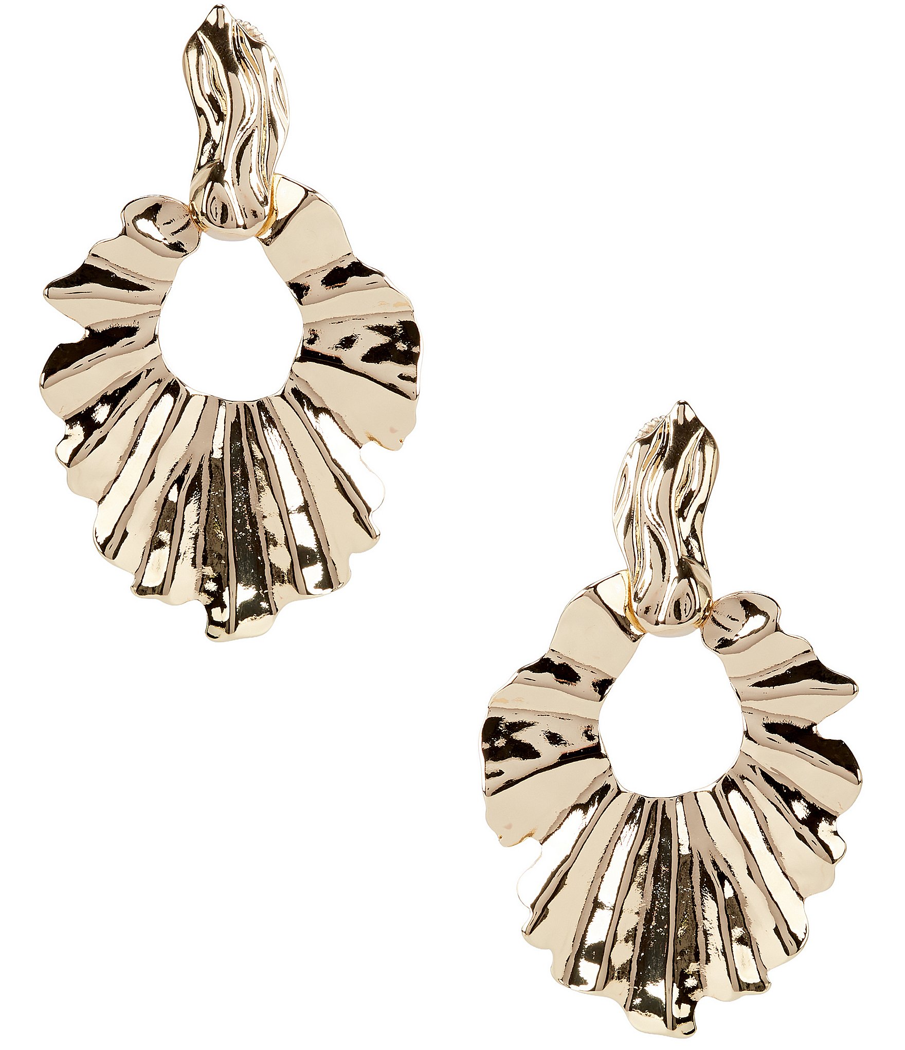 Gemma Layne Wavy Metal Statement Drop Earrings