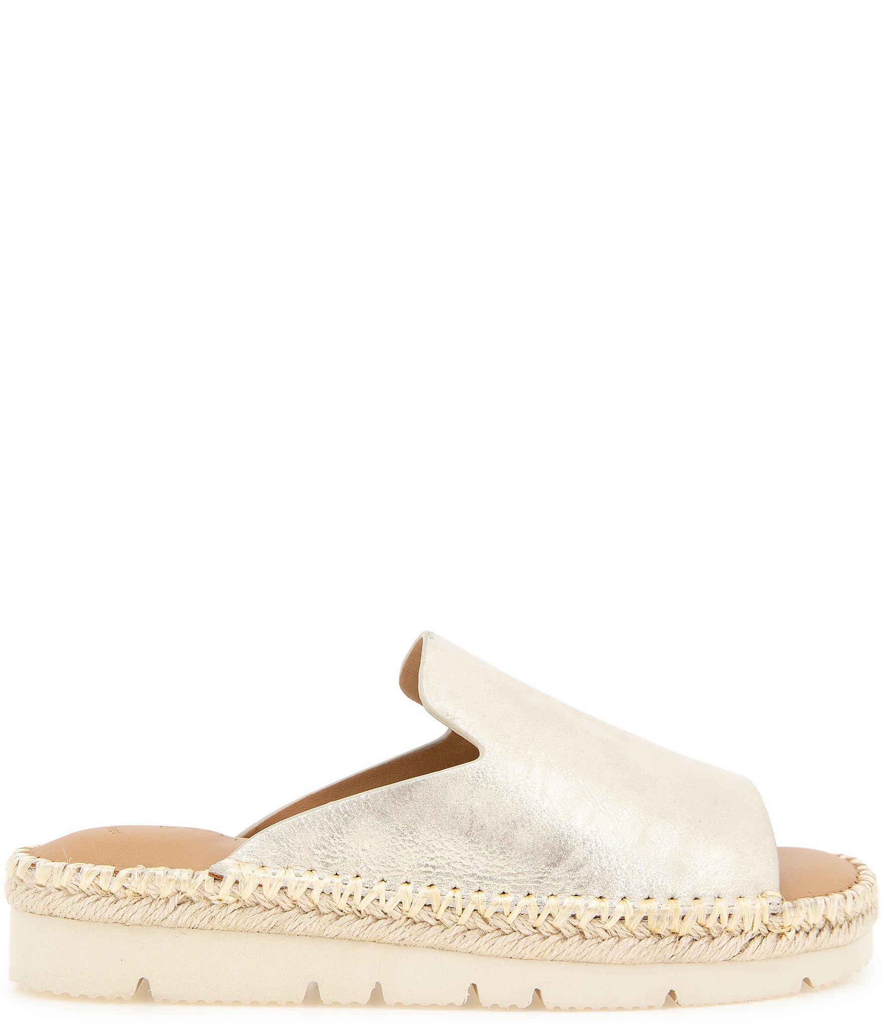 Gentle Souls Leilani Metallic Leather Espadrille Platform Slide Sandals
