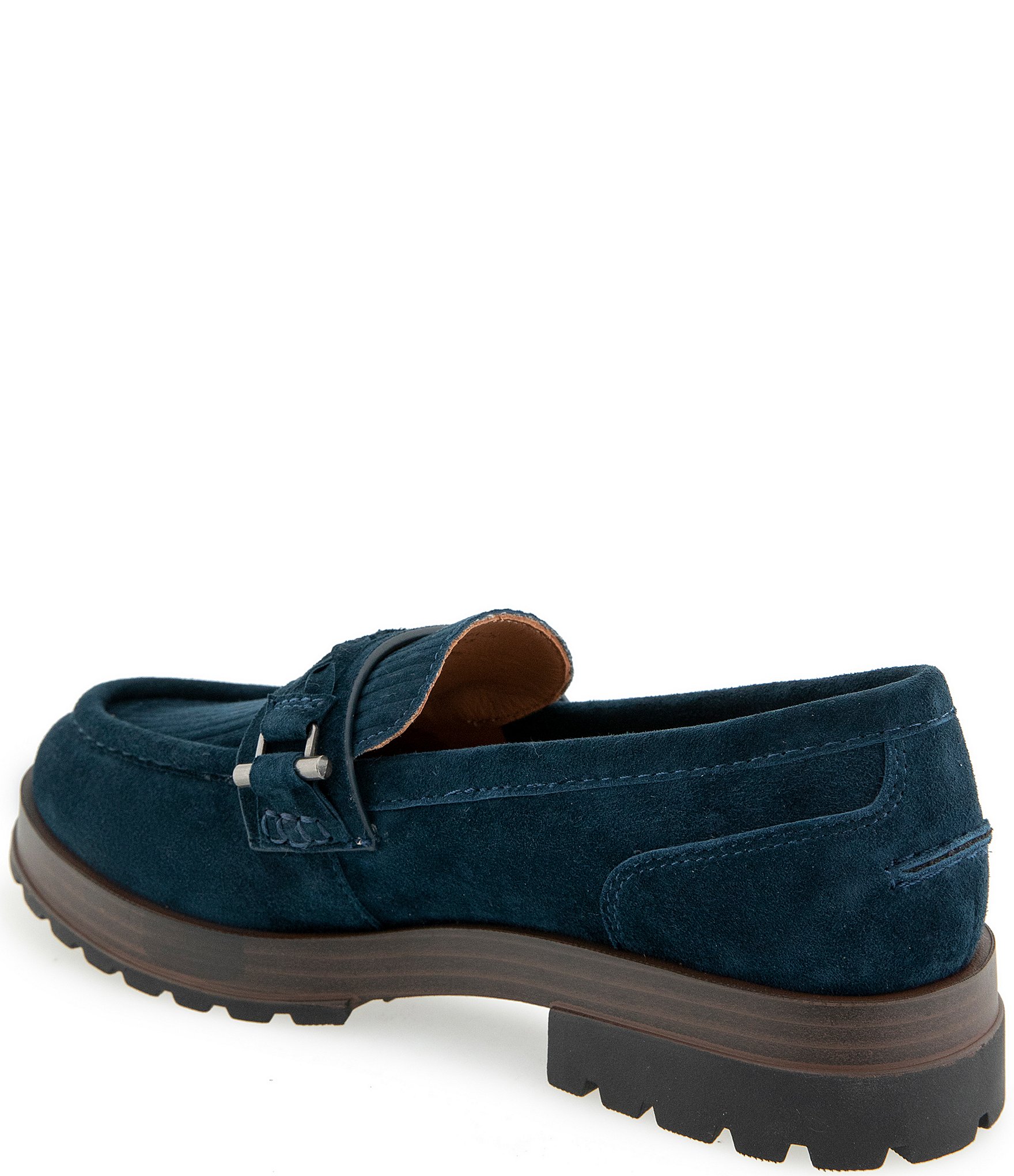 Gentle Souls Polly Suede Ribbed Vamp Braided Strap Lug Sole Loafers