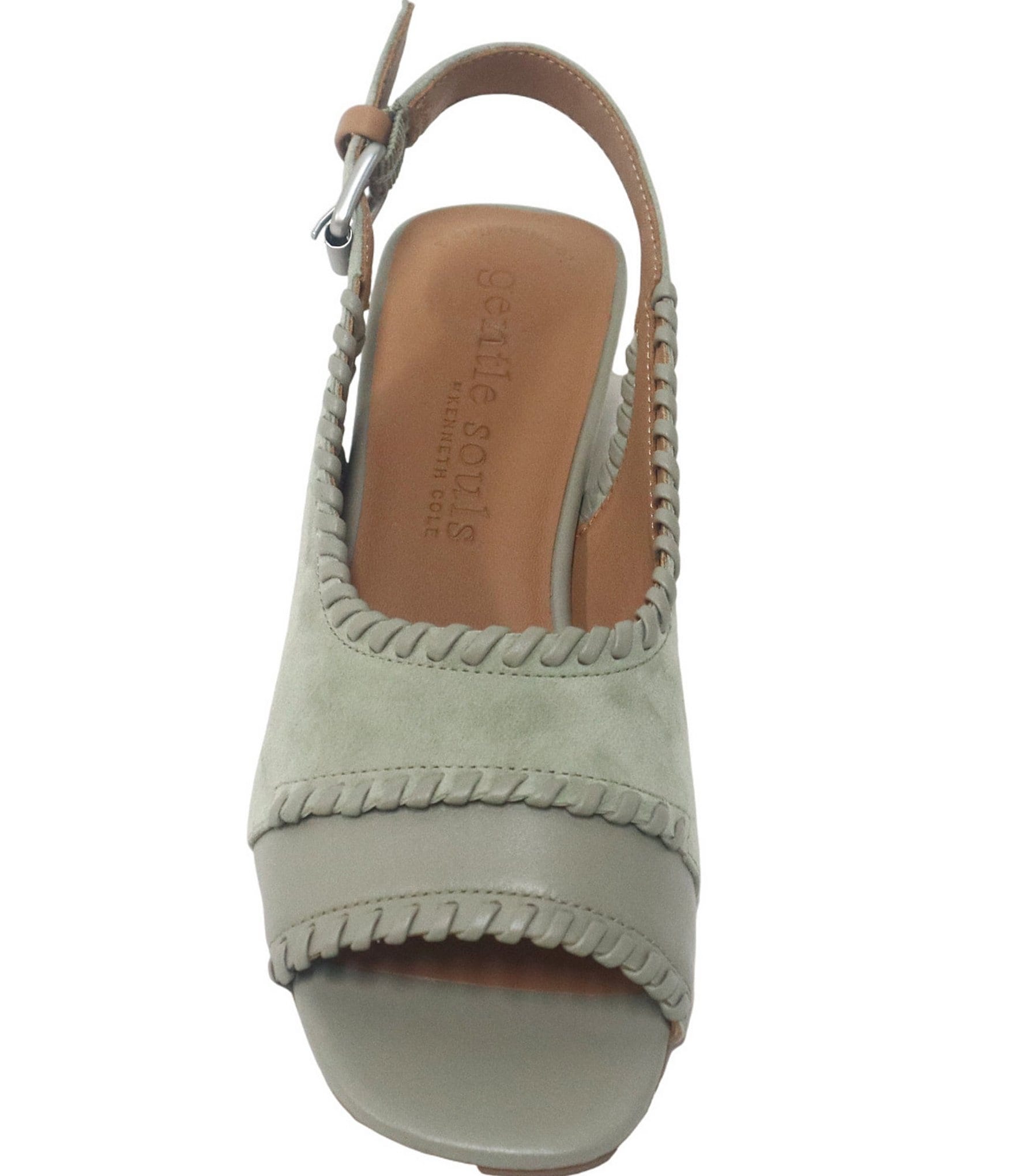 Gentle Souls Samarra Suede Whipstitched Slingback Sandals