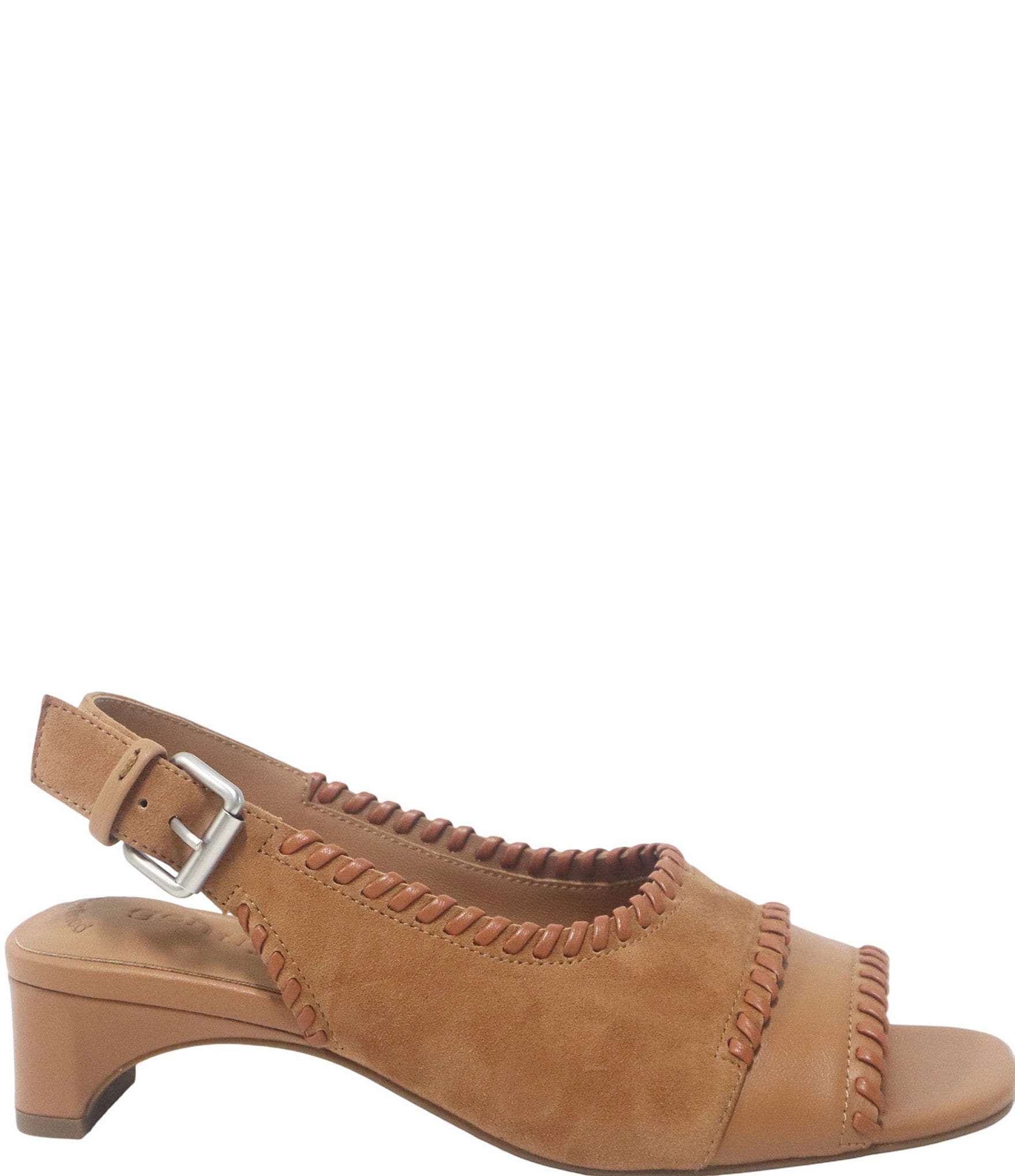 Gentle Souls Samarra Suede Whipstitched Slingback Sandals