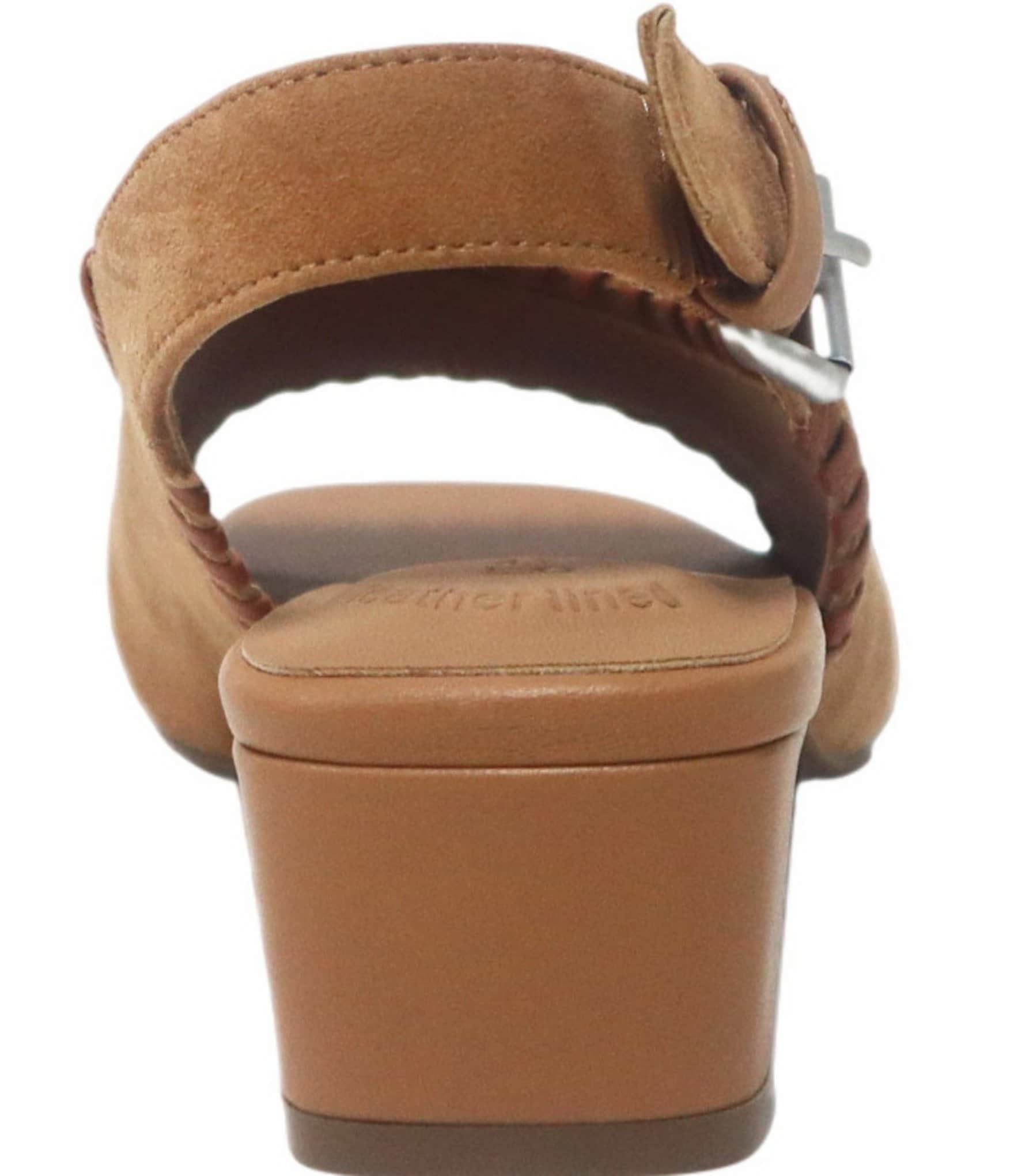 Gentle Souls Samarra Suede Whipstitched Slingback Sandals