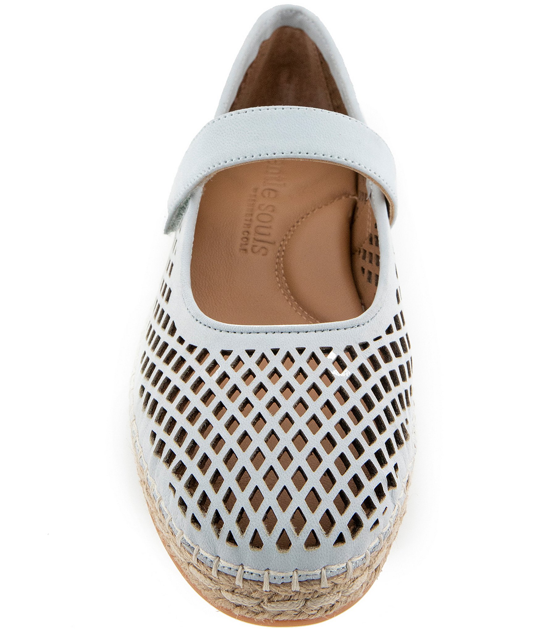 Gentle Souls Sienna Perforated Nubuck Suede Mary Jane Espadrille Flats