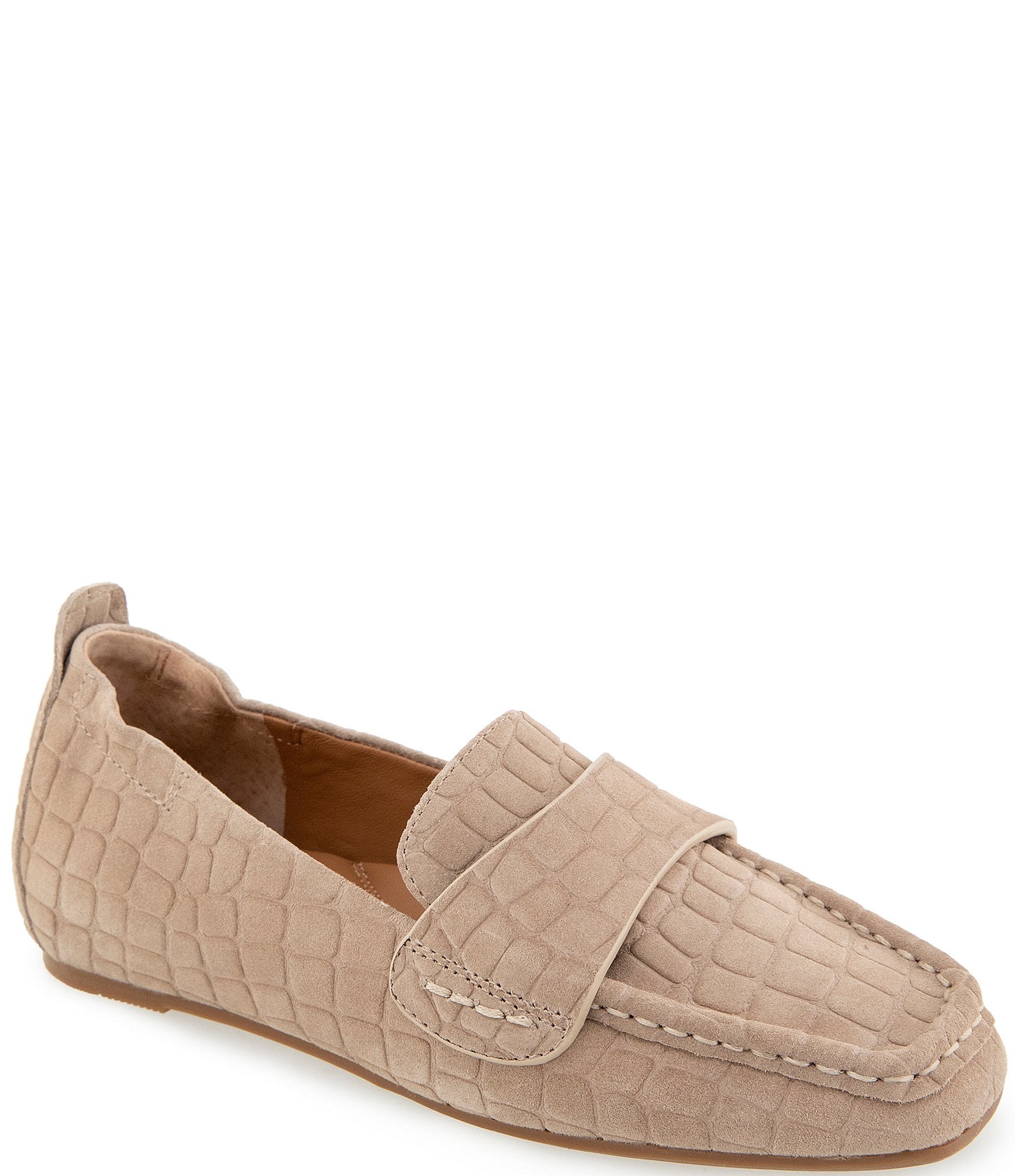 Gentle Souls Sophie Crocodile Embossed Suede Loafers