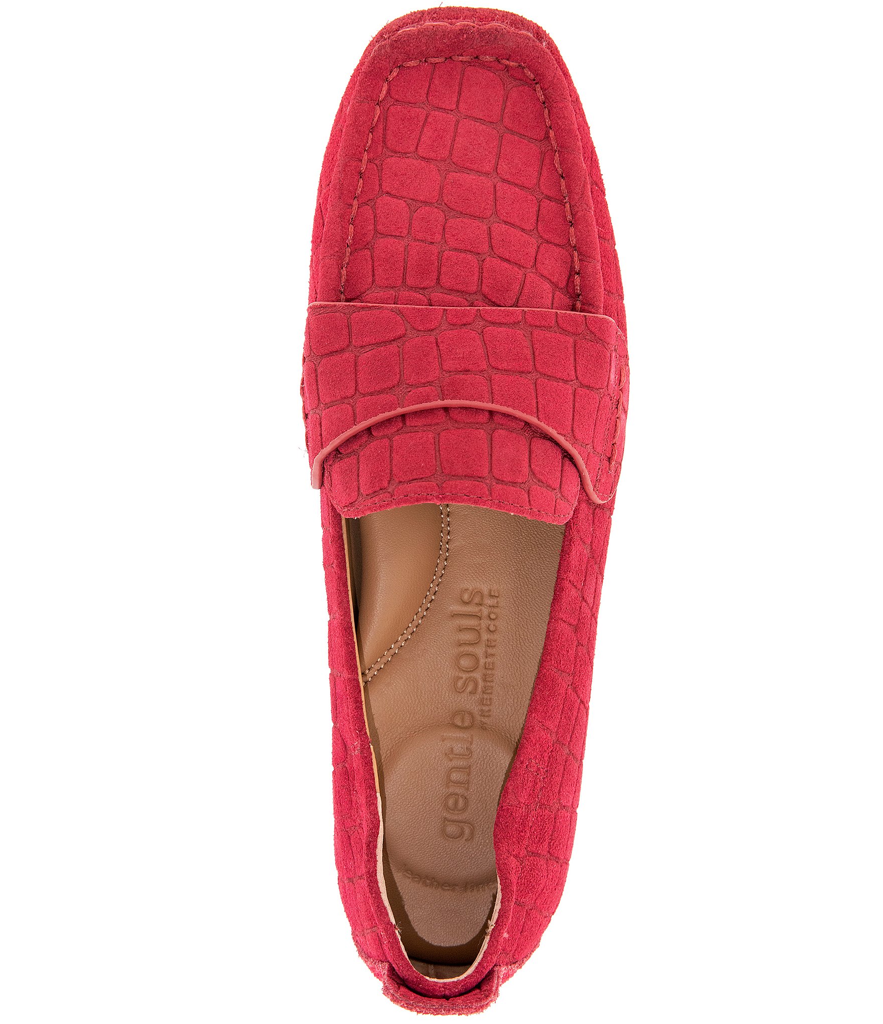 Gentle Souls Sophie Crocodile Embossed Suede Loafers