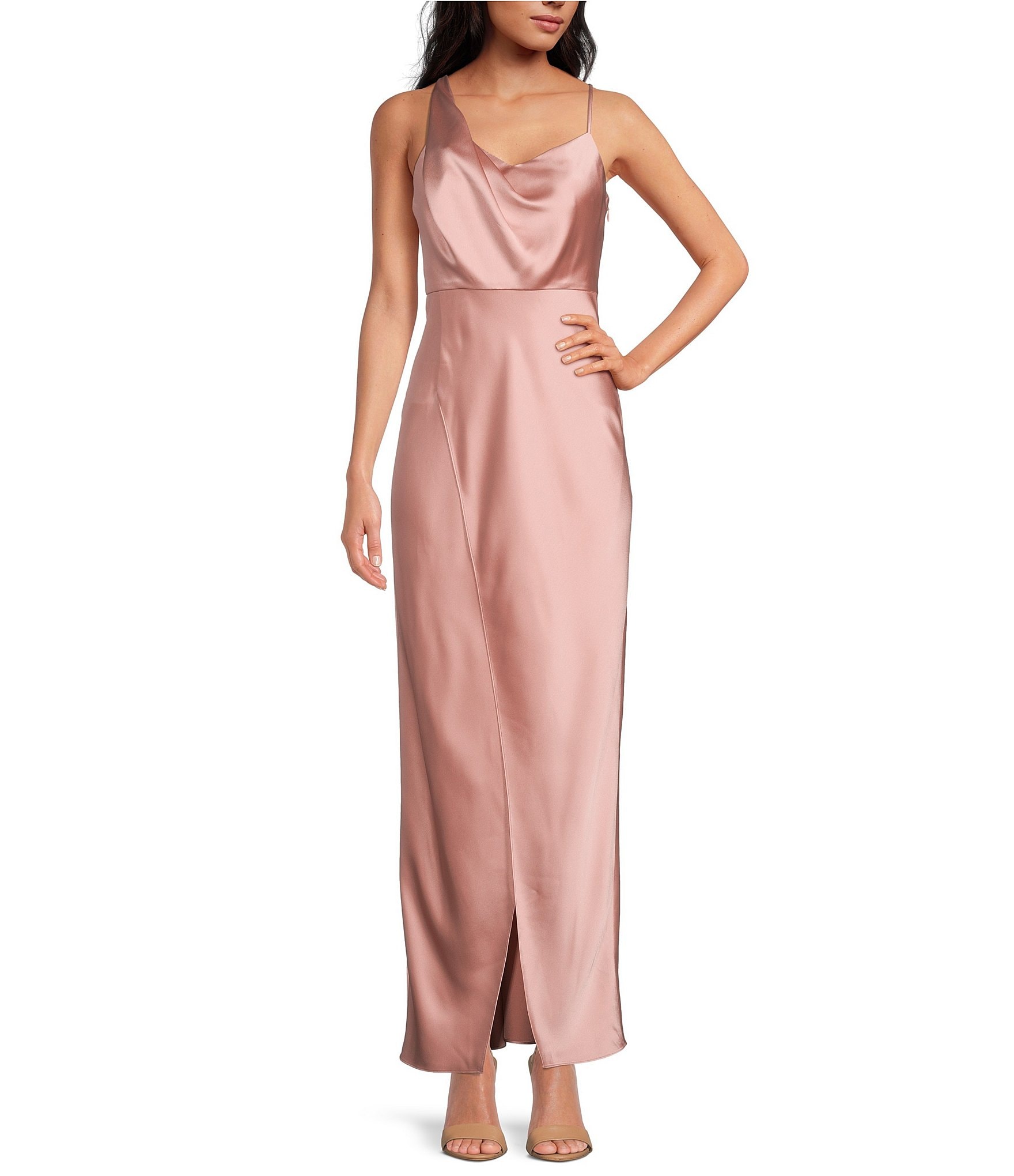 Gianni Bini Juniper Satin One Shoulder Cowl Neck Tulip Hem Dress ...