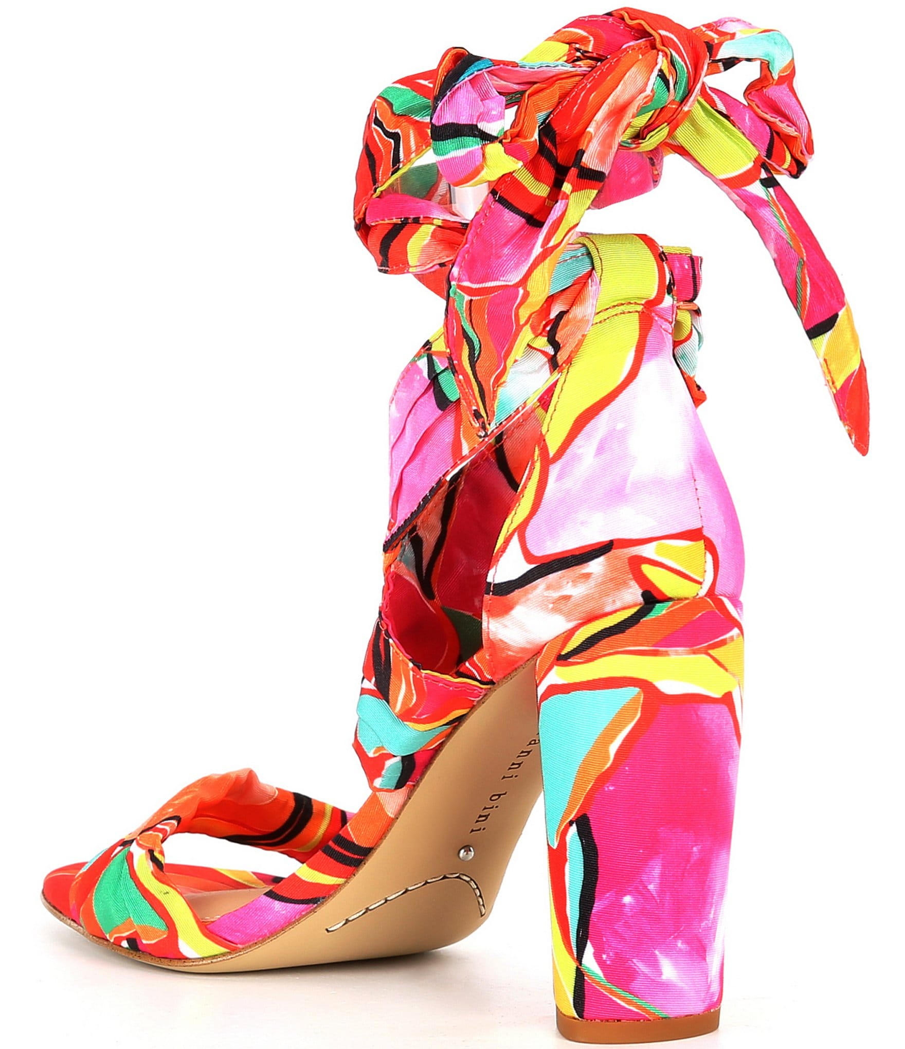 Gianni Bini Astraahh Abstract Print Ankle Wrap Dress Sandals