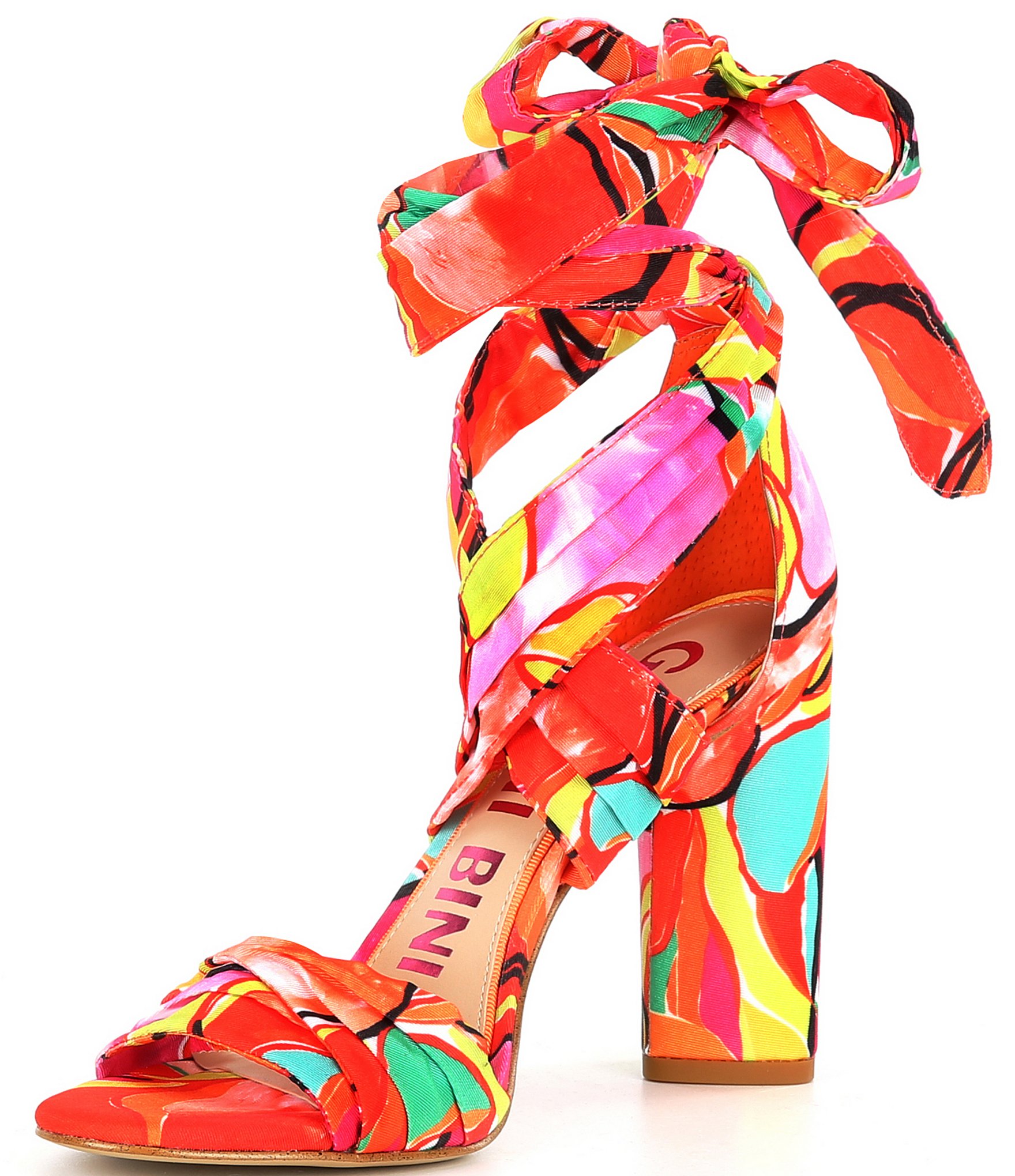 Gianni Bini Astraahh Abstract Print Ankle Wrap Dress Sandals