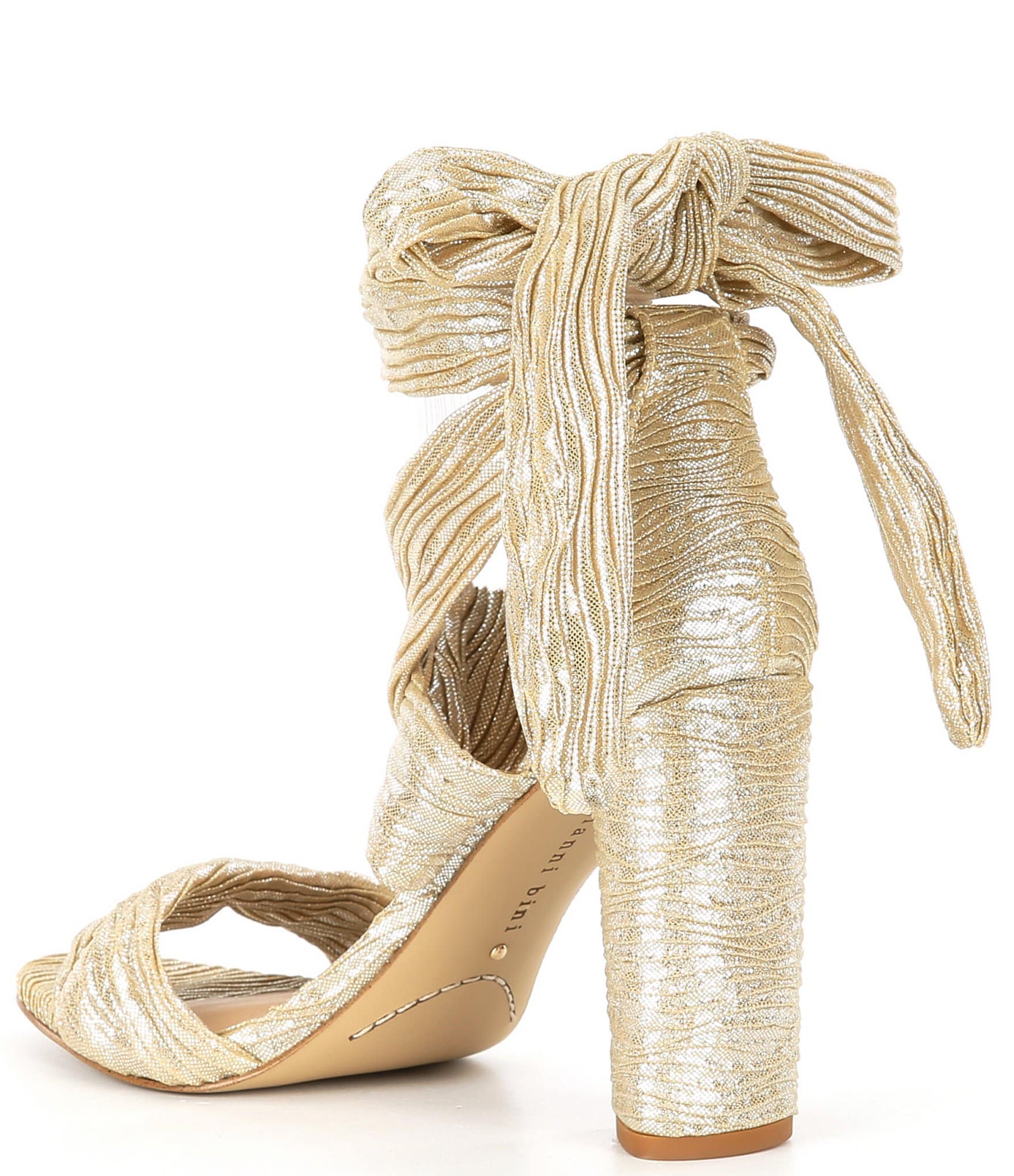 Gianni Bini Astraahh Glitter Metallic Ankle Wrap Dress Sandals