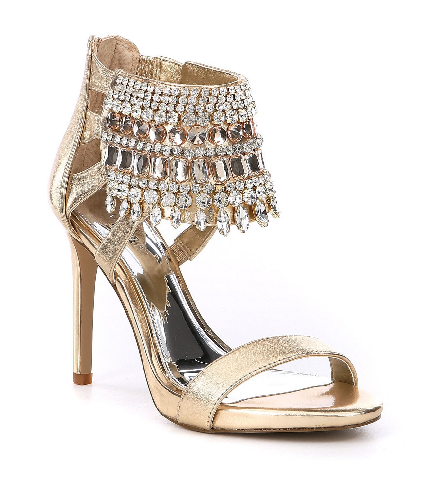 Gianni Bini Avevaa Jeweled Metallic Leather Dress Sandals | Dillards