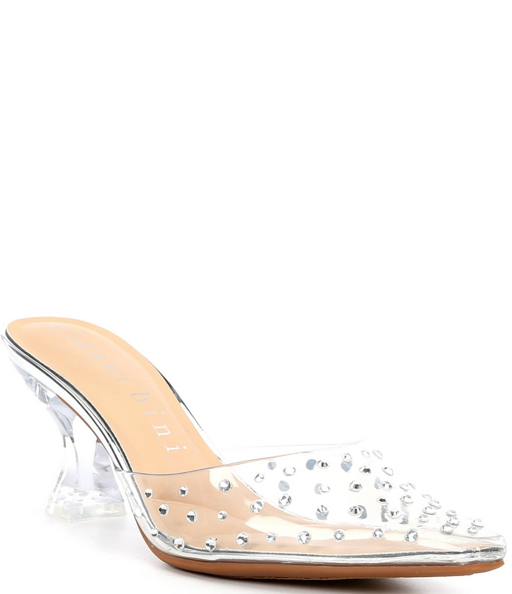 Gianni Bini AylahTwo Clear Vinyl Rhinestone Embellished Dress Mules ...