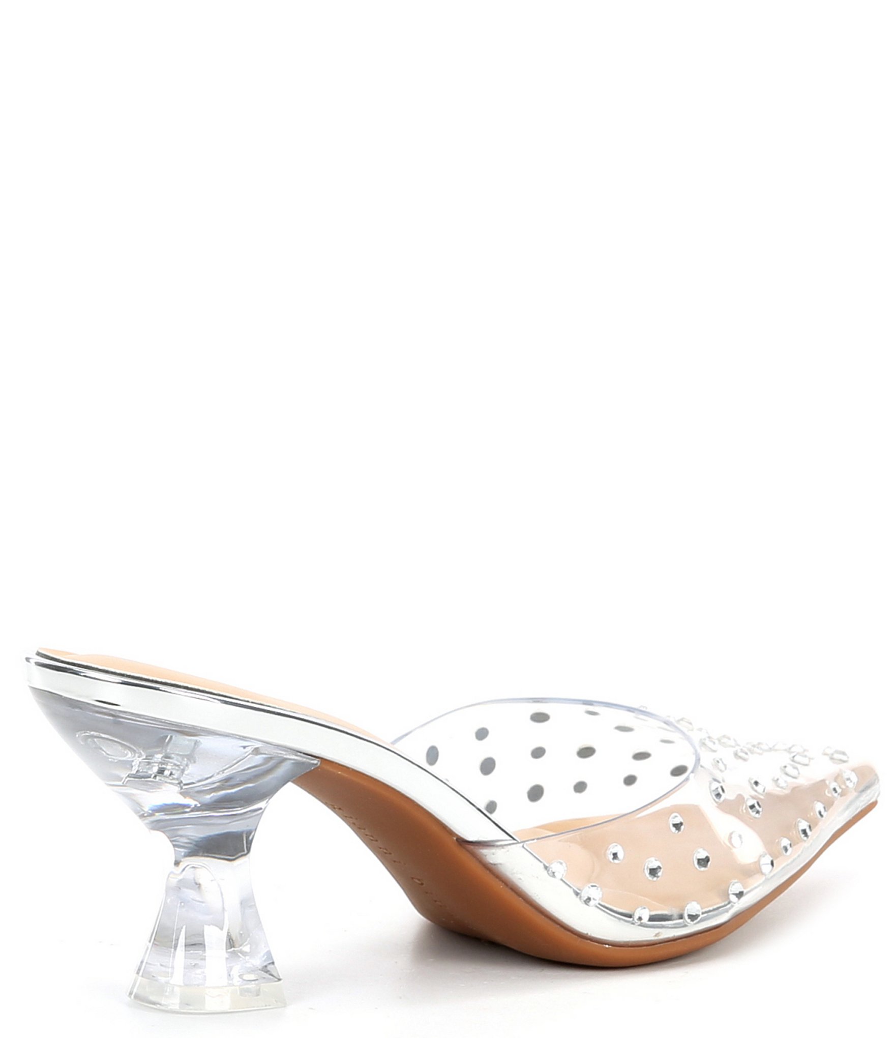 Gianni Bini AylahTwo Clear Vinyl Rhinestone Embellished Dress Mules