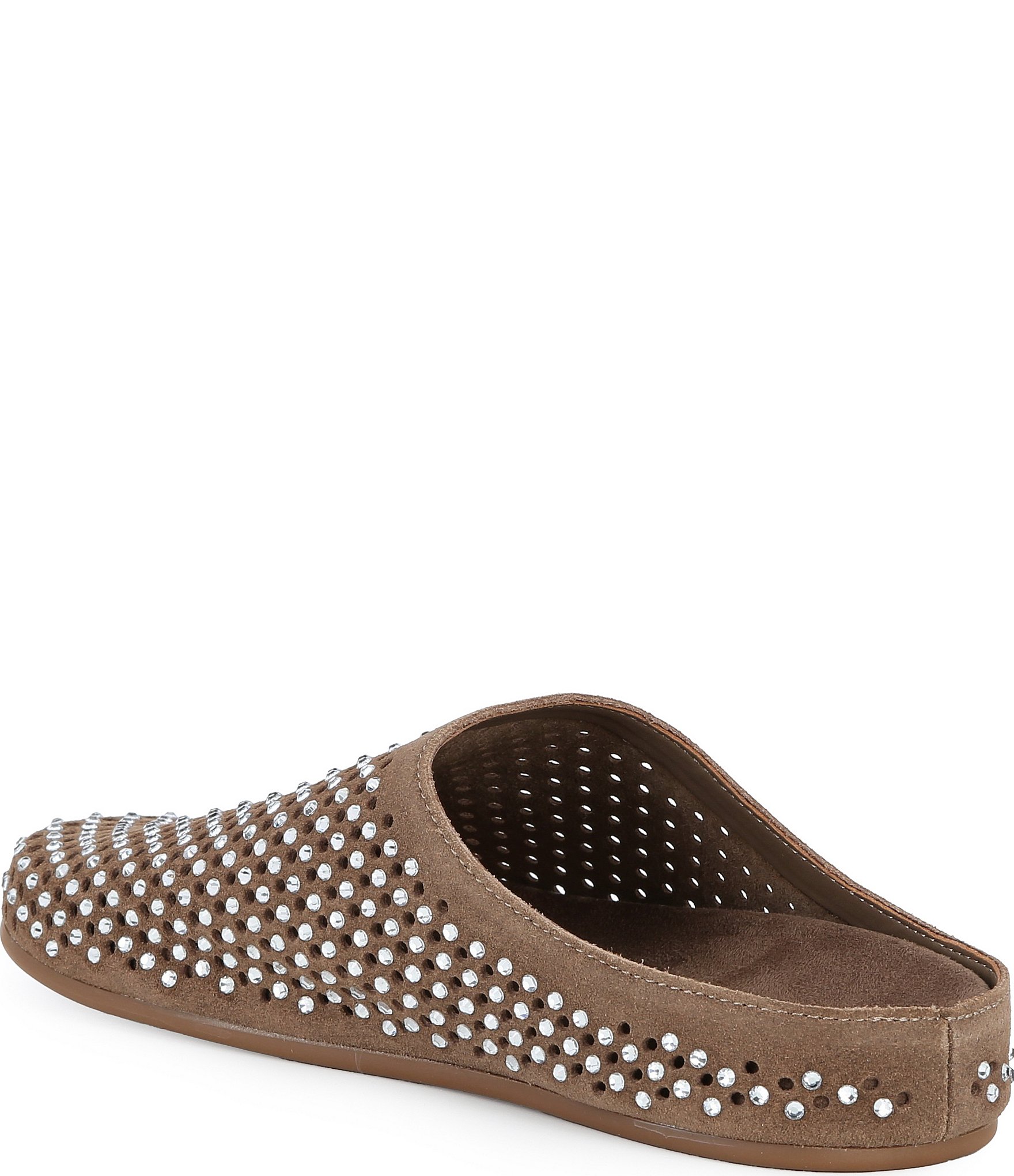 Gianni Bini Beal Suede Perforated Rhinestone Embellished Clogs