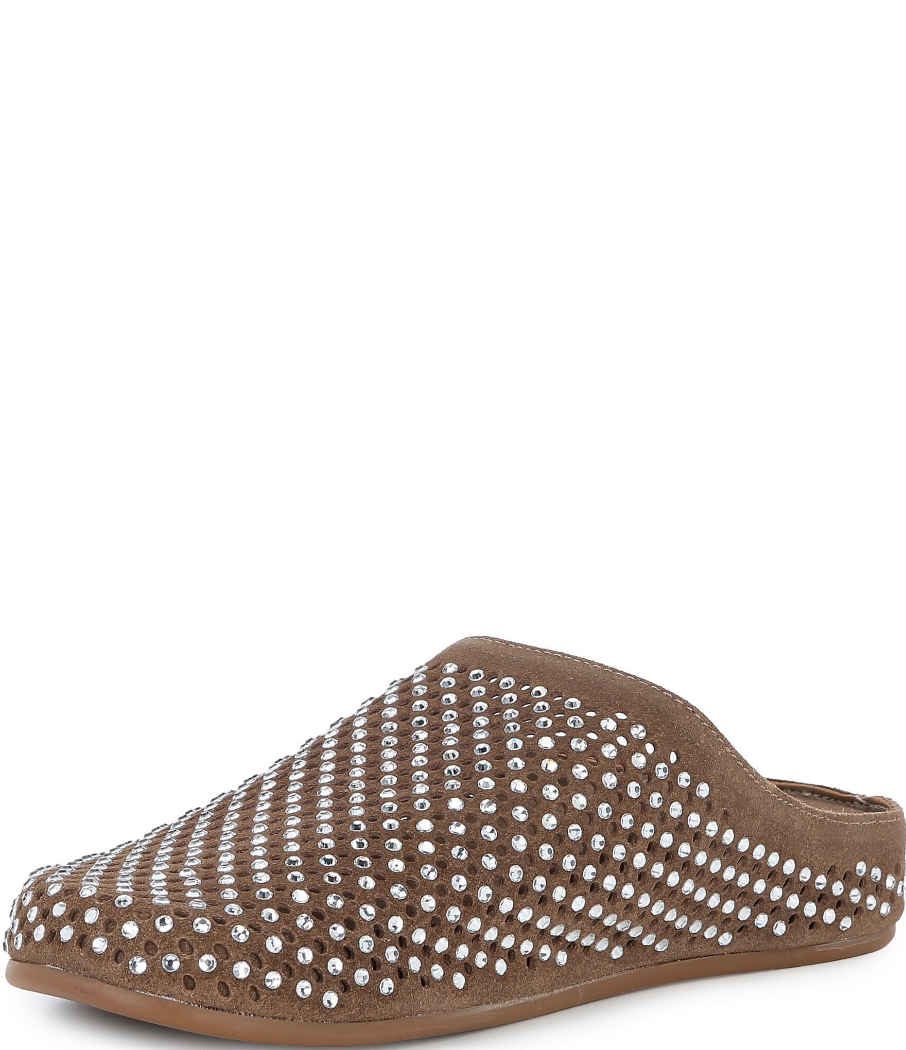 Gianni Bini Beal Suede Perforated Rhinestone Embellished Clogs