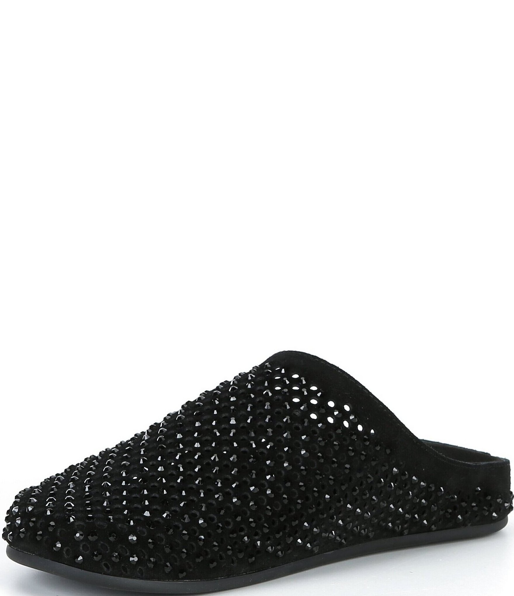 Gianni Bini Beal Suede Perforated Rhinestone Embellished Clogs