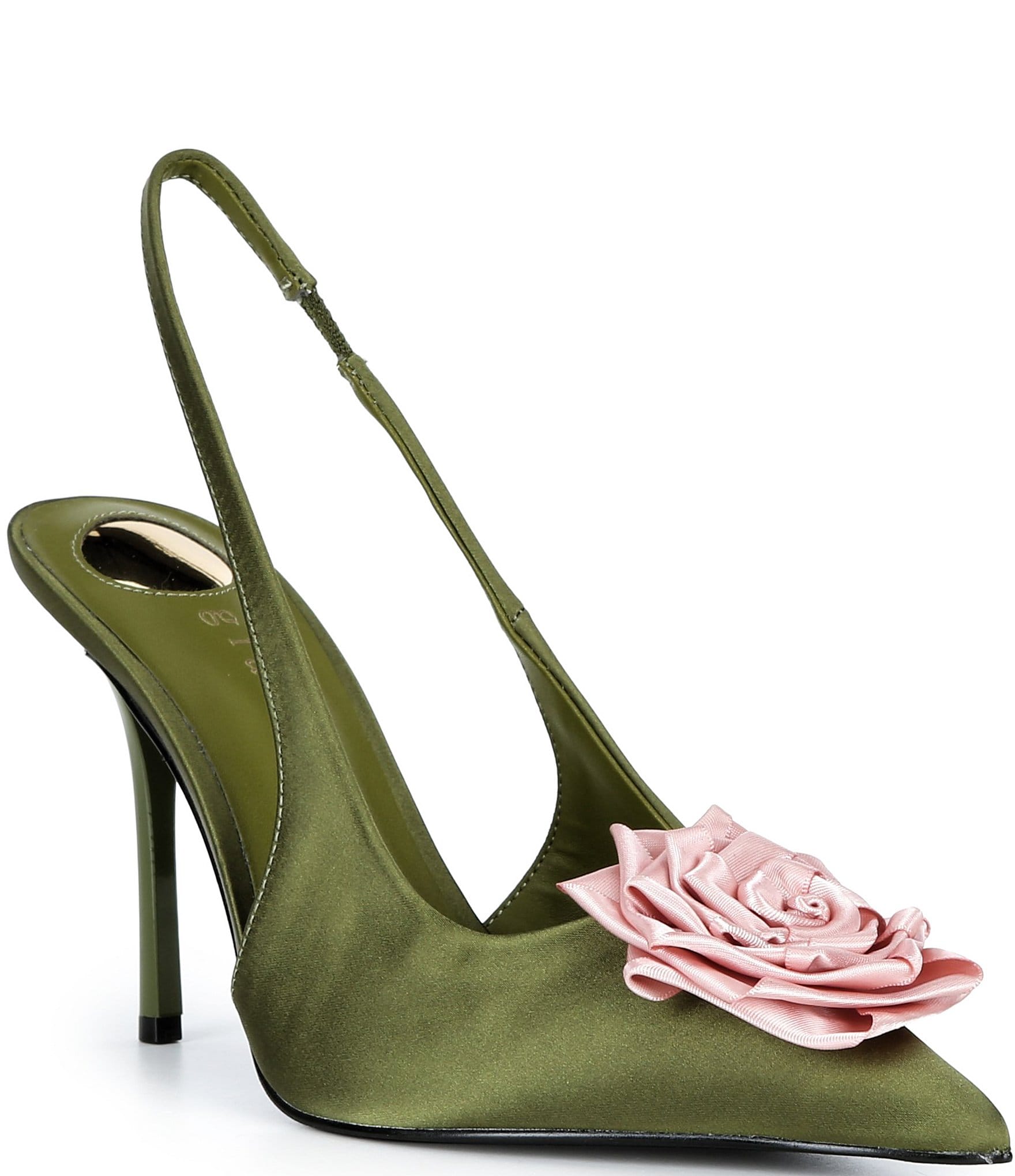 Gianni Bini Carmona Satin Colorblock Rosette Pointed Toe Slingback Pumps