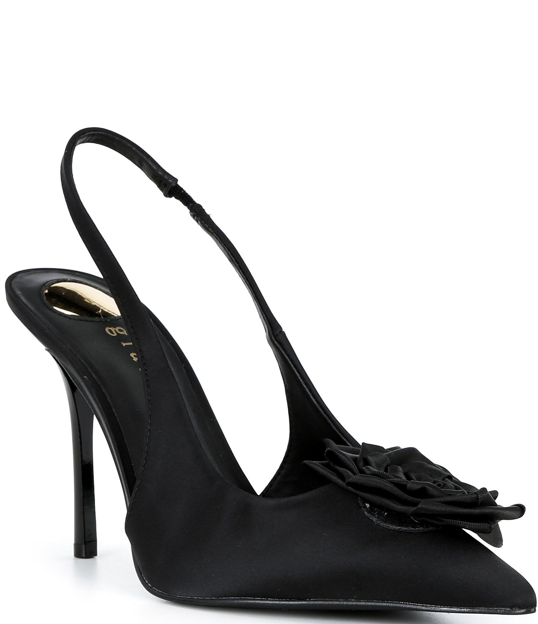 Gianni Bini Carmona Satin Rosette Pointed Toe Slingback Pumps