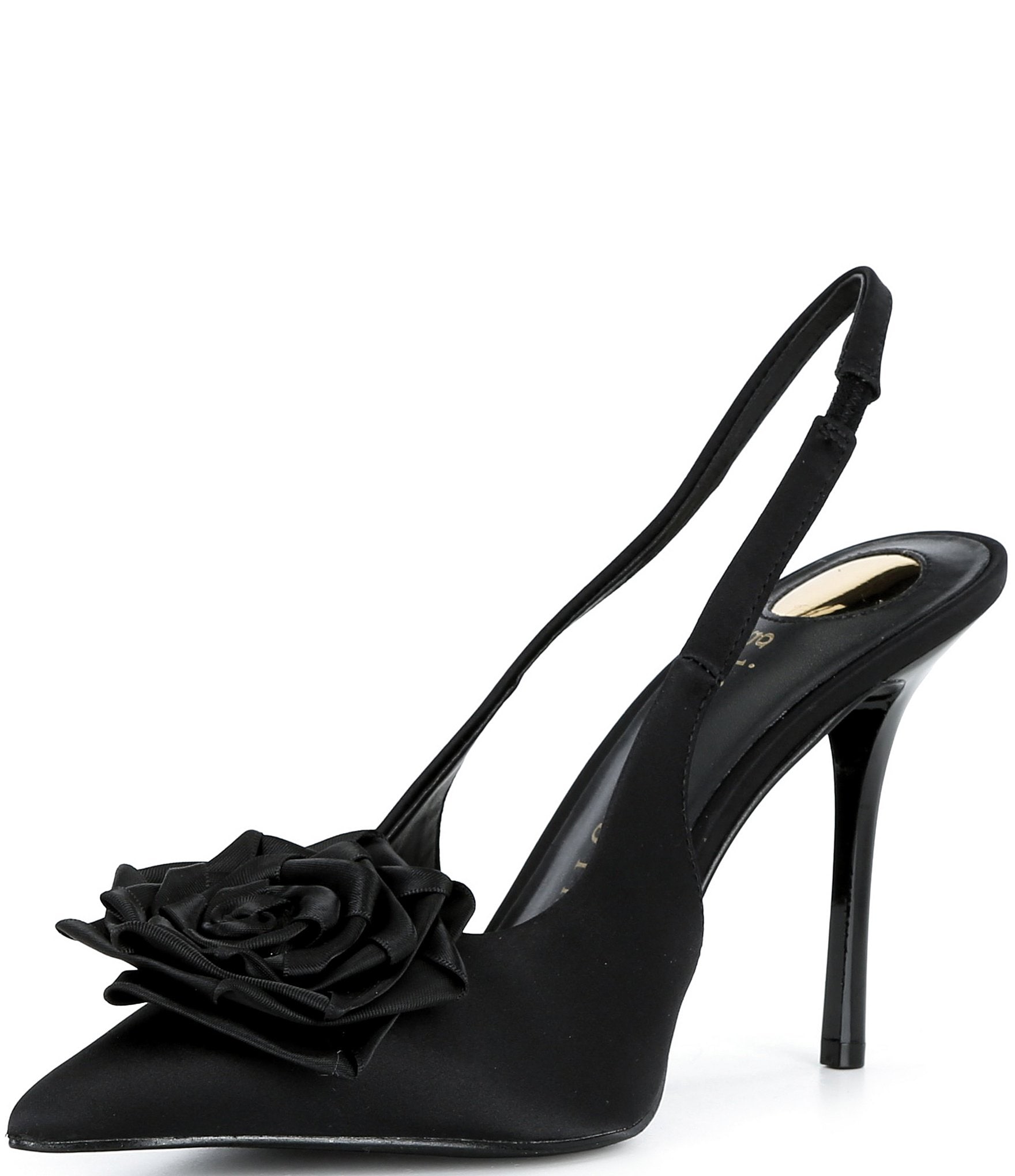 Gianni Bini Carmona Satin Rosette Pointed Toe Slingback Pumps