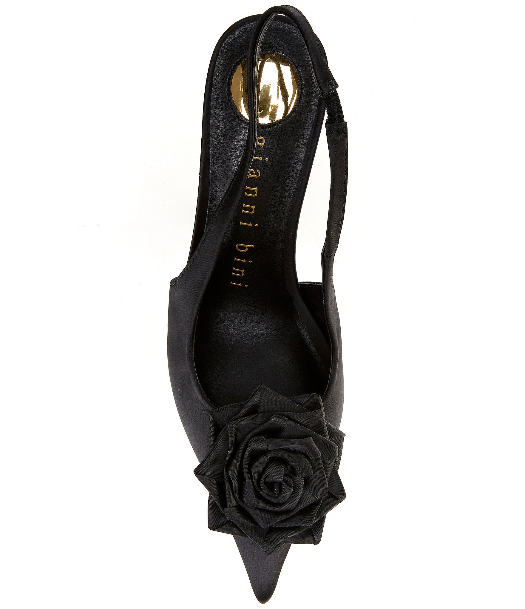 Gianni Bini Carmona Satin Rosette Pointed Toe Slingback Pumps