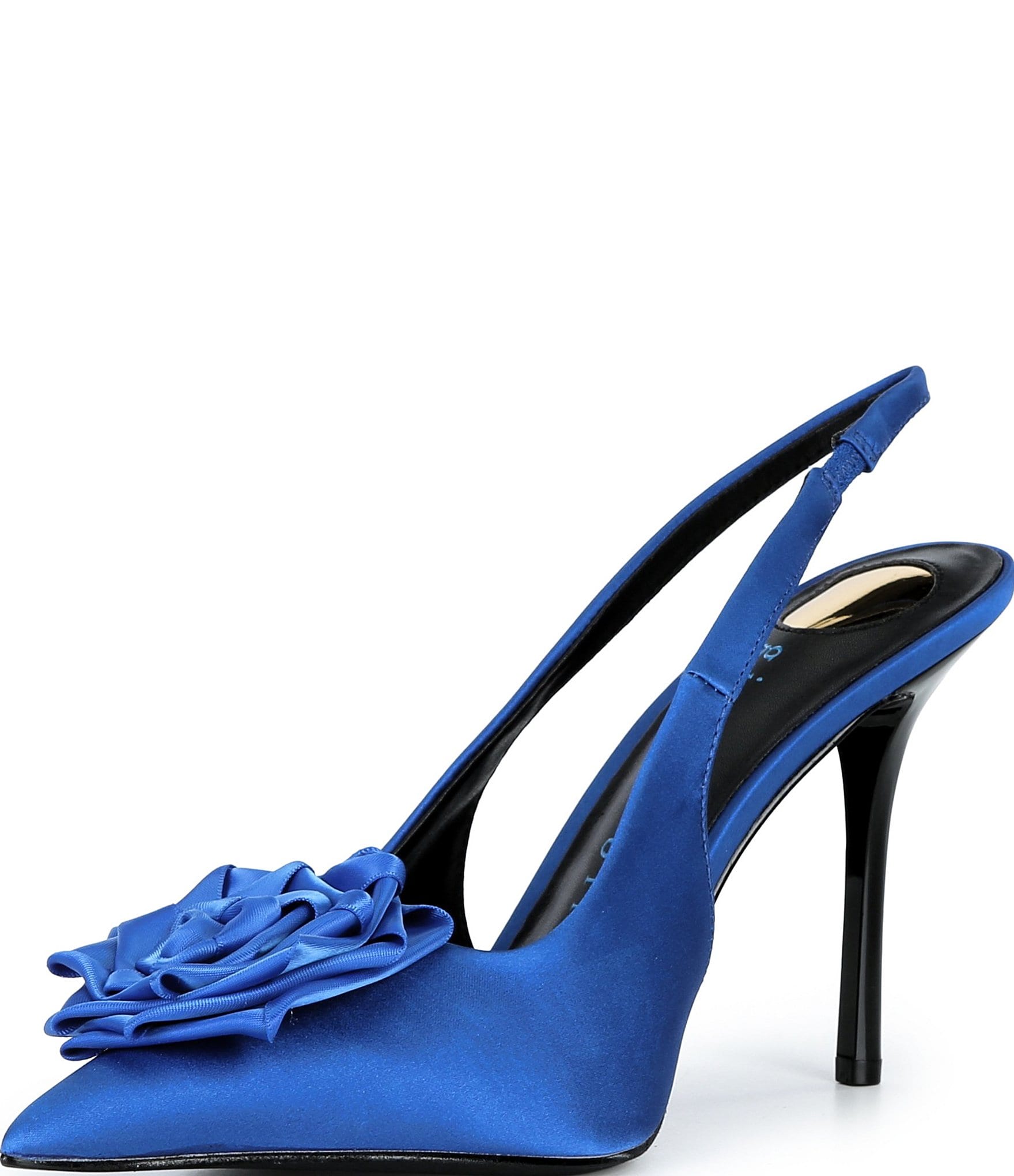 Gianni Bini Carmona Satin Rosette Pointed Toe Slingback Pumps