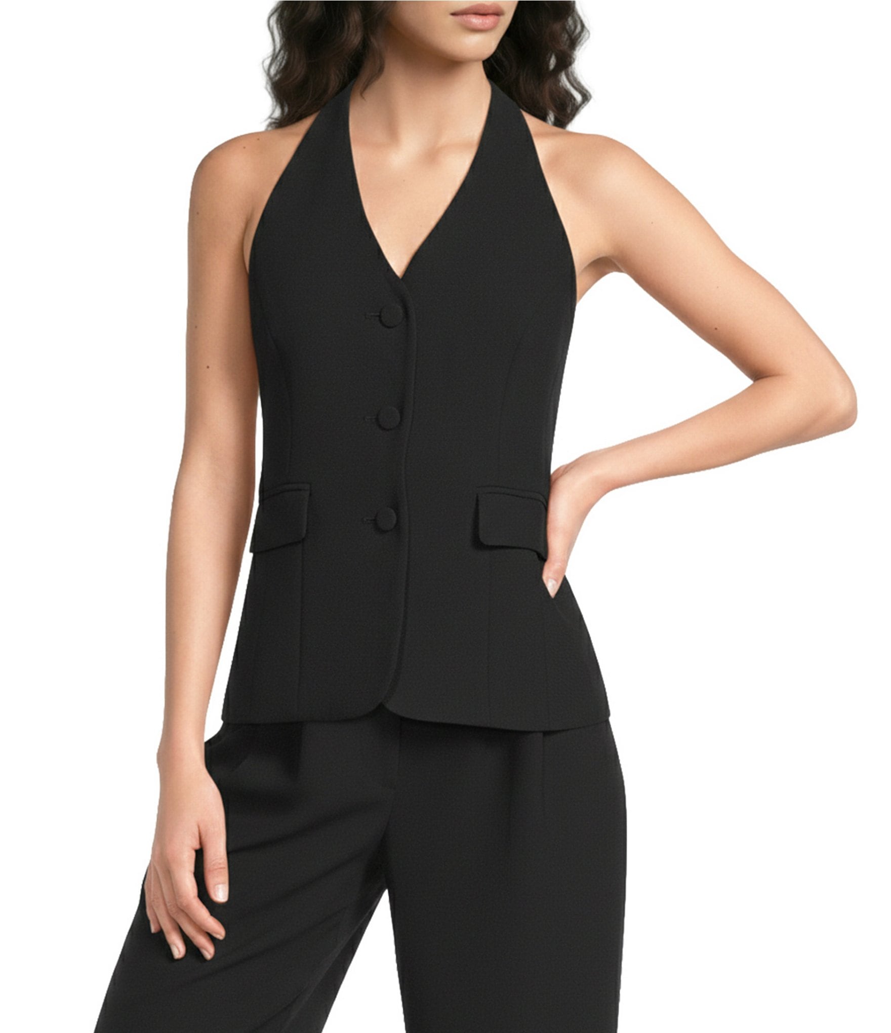 Gianni Bini Clark Crepe Halter Neck Coordinating Vest