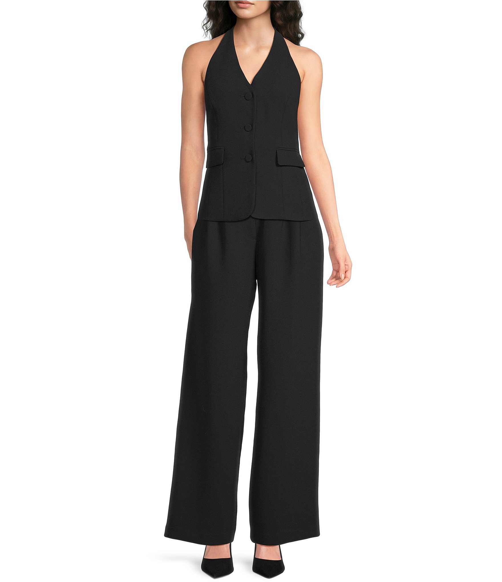 Gianni Bini Clark Crepe Halter Neck Coordinating Vest