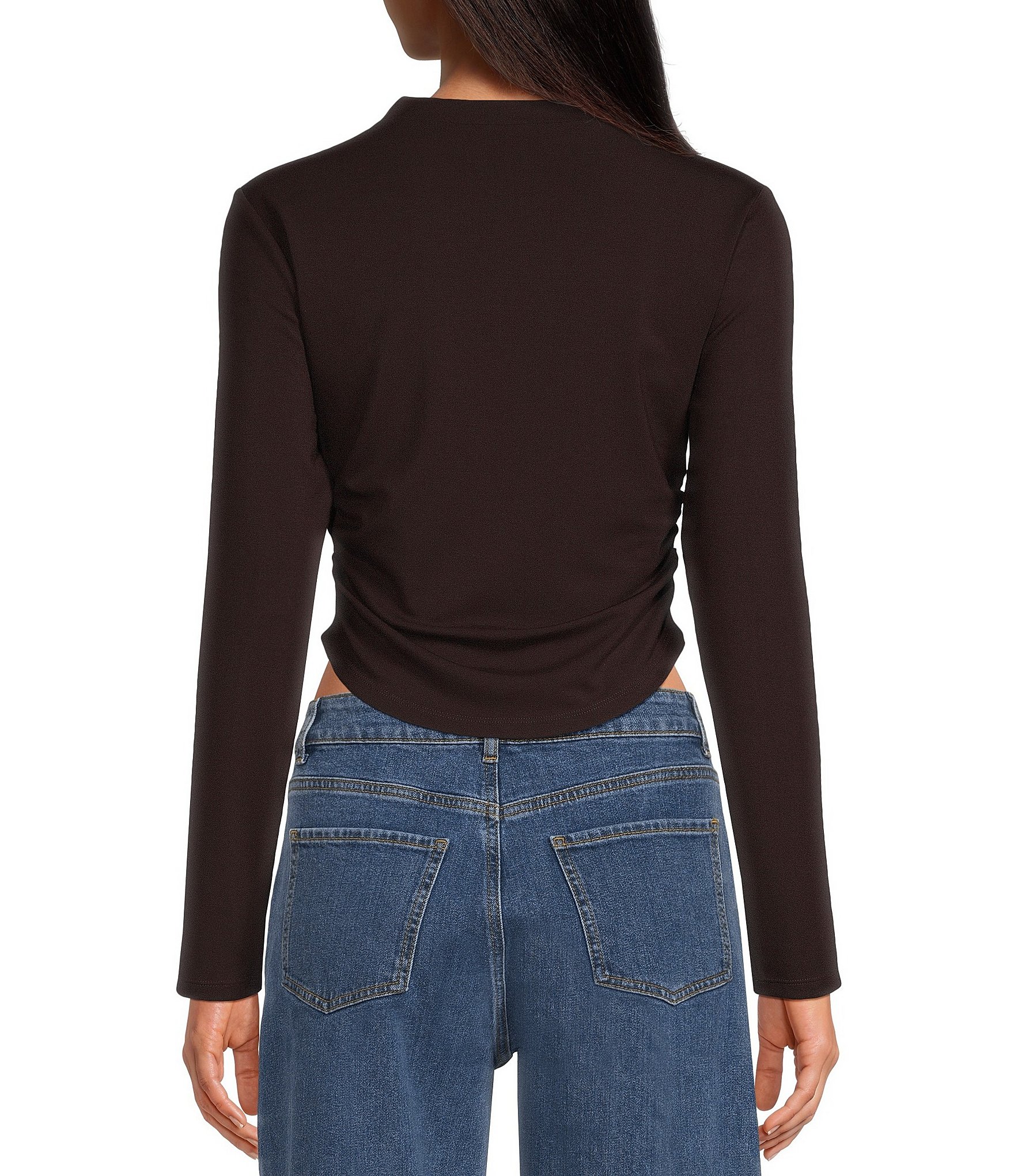 Gianni Bini Daily Long Sleeve Mock Neck Crop Top