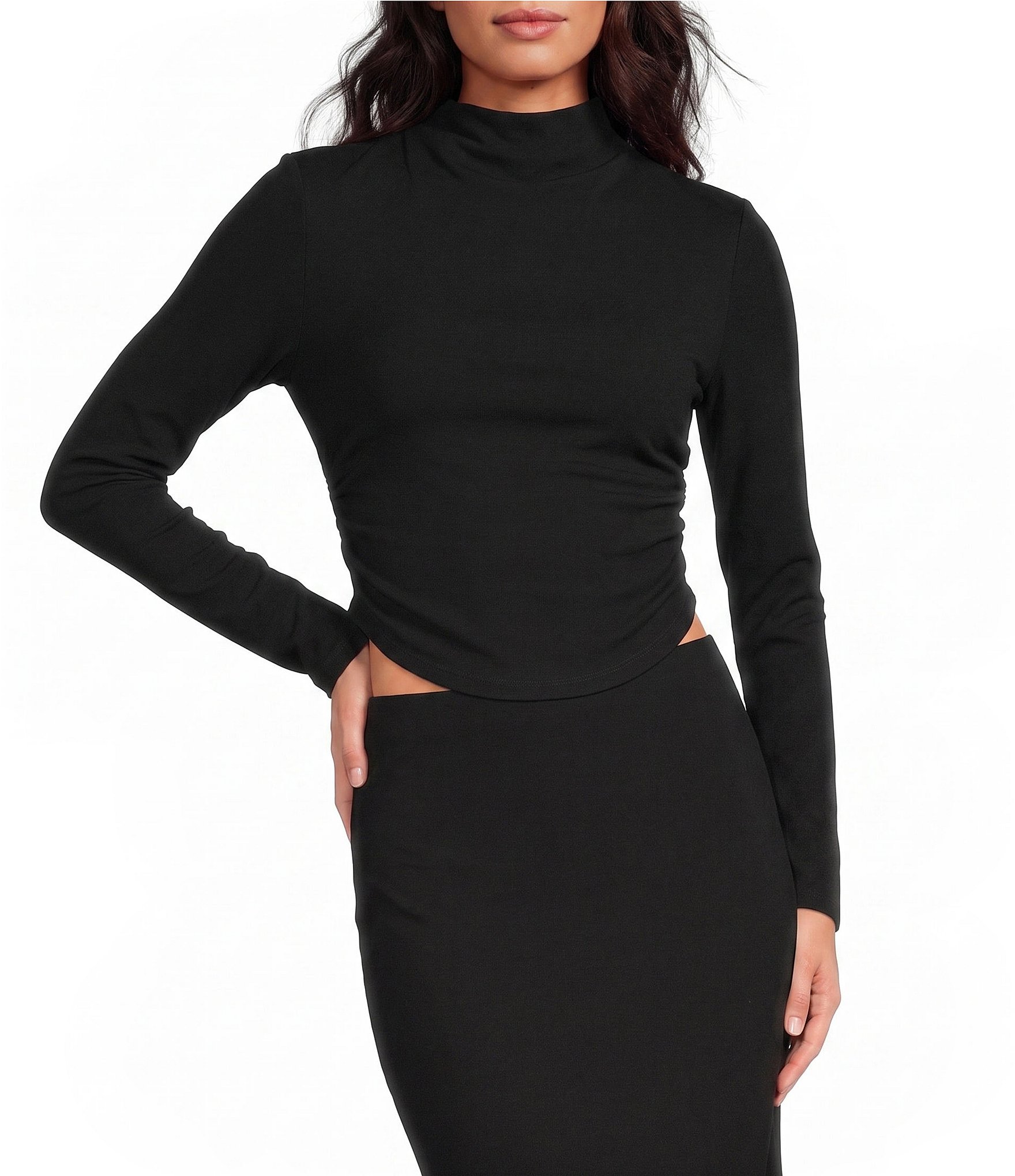 Gianni Bini Daily Long Sleeve Mock Neck Crop Top