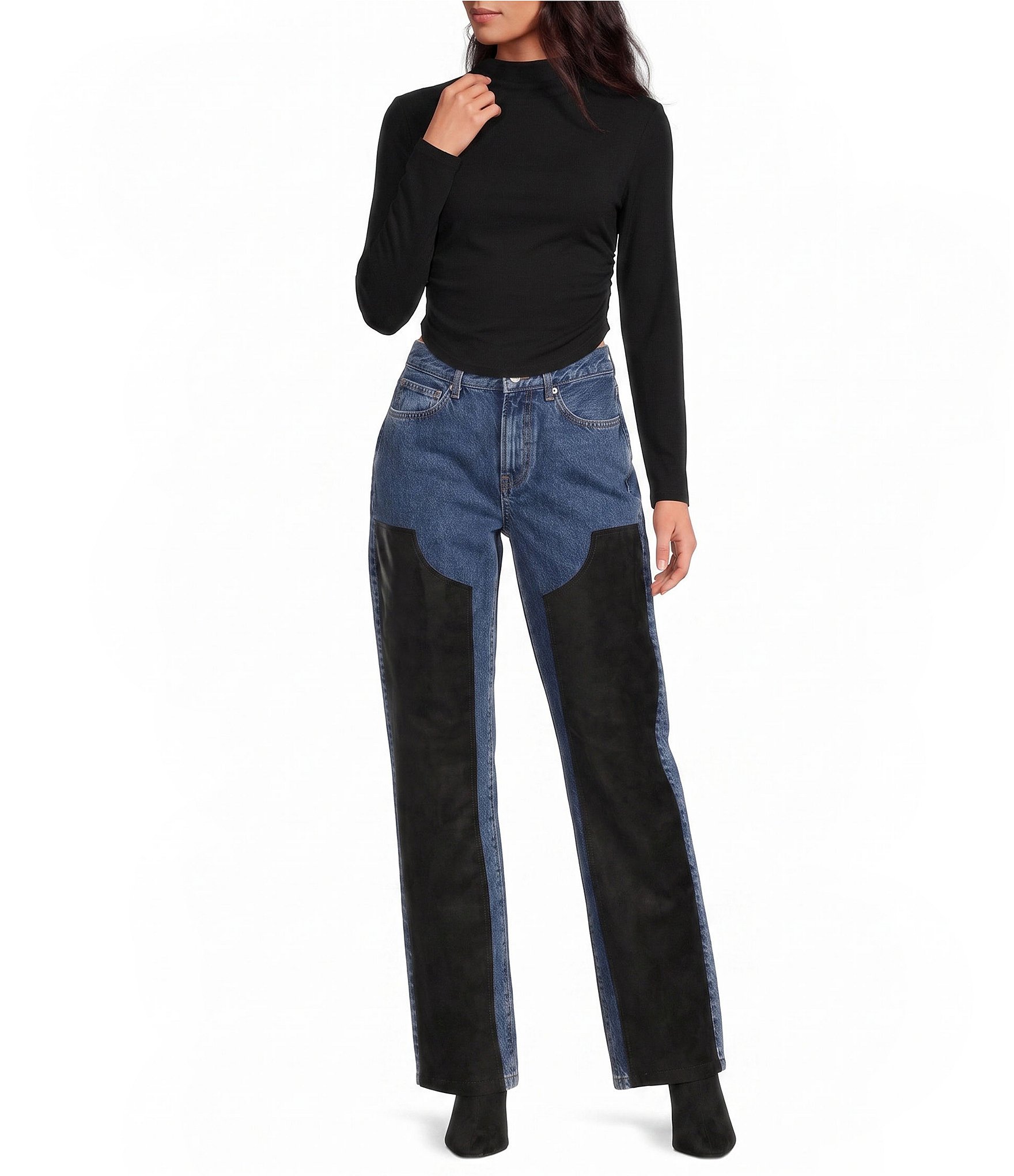 Gianni Bini Daily Long Sleeve Mock Neck Crop Top