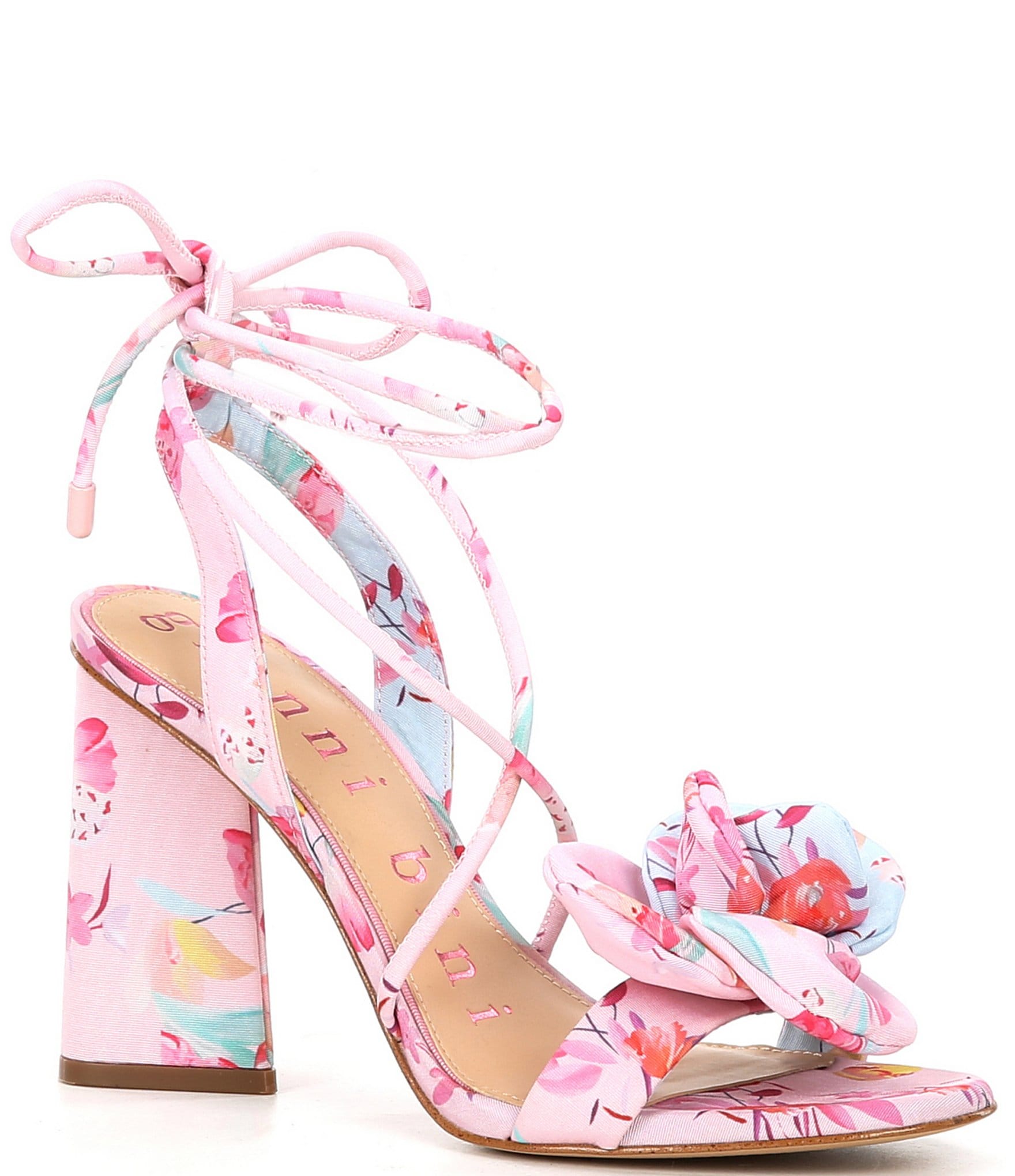 Gianni Bini Dakota Floral Print Flower Ankle Wrap Dress Sandals | Dillard's