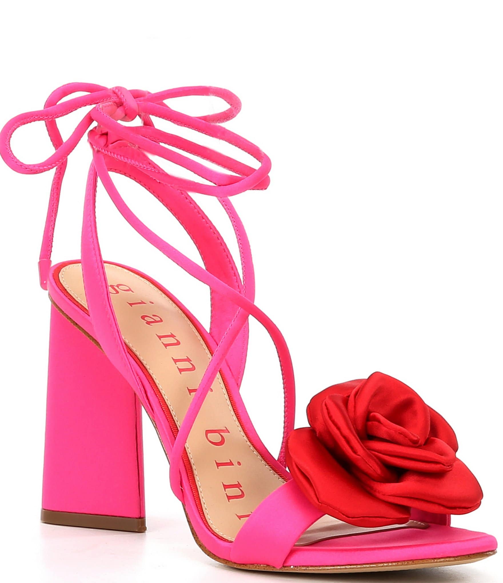 Gianni Bini Dakota Satin Flower Ankle Wrap Dress Sandals | Dillard's