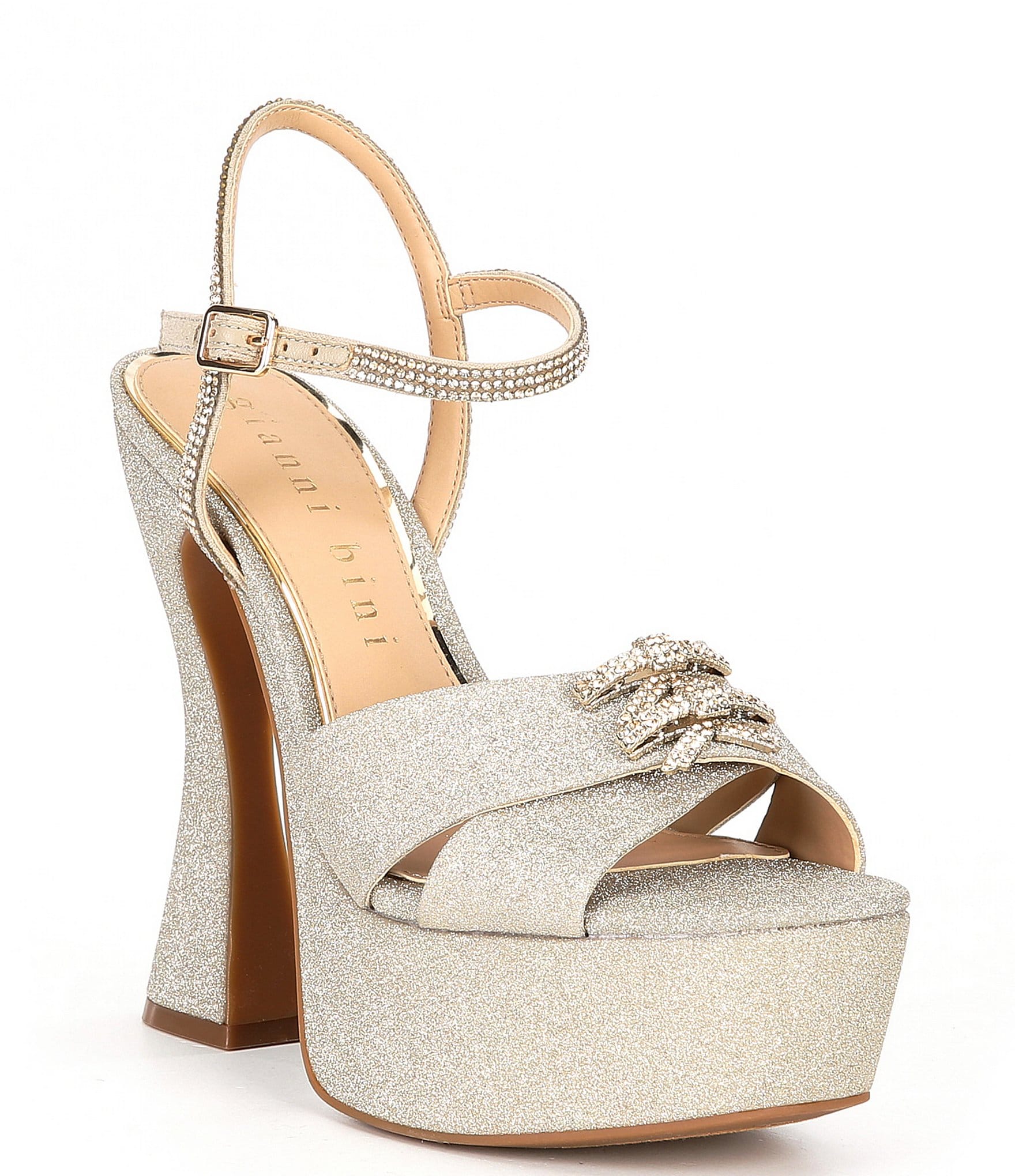 Gianni Bini Dempsey Glitter Rhinestone Bow Platform Sandals | Dillard's