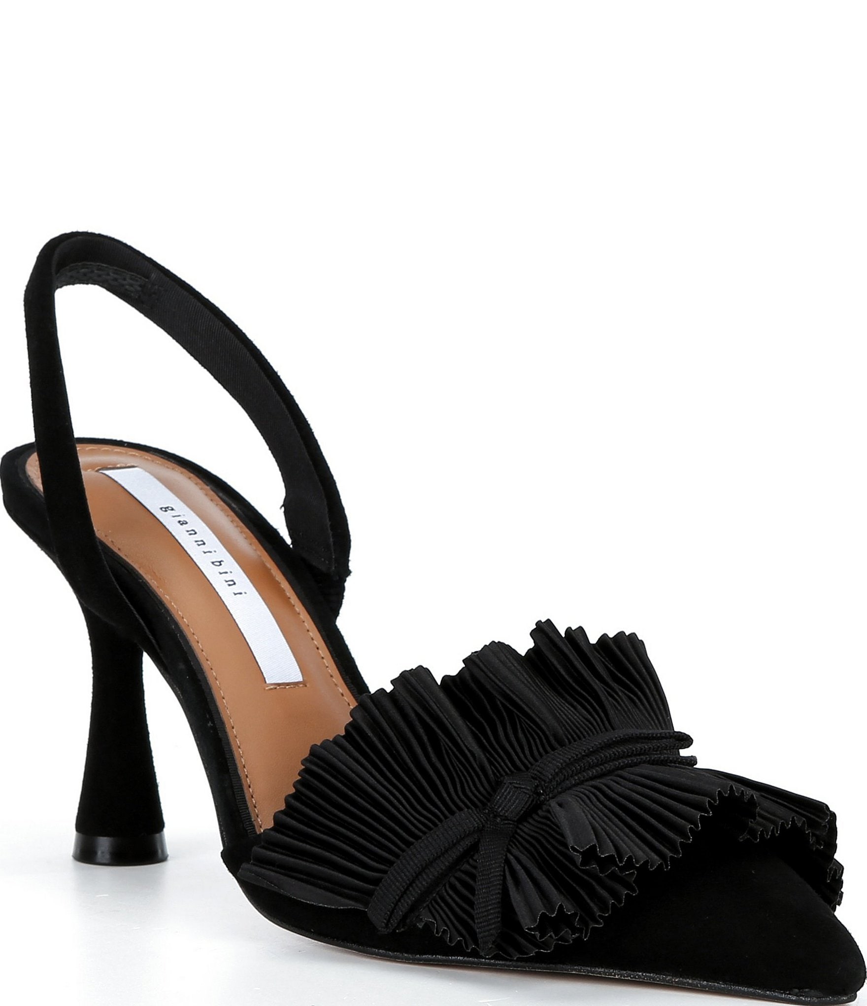 Gianni Bini Eaves Pleated Ruffle Suede Pointed Toe Pumps