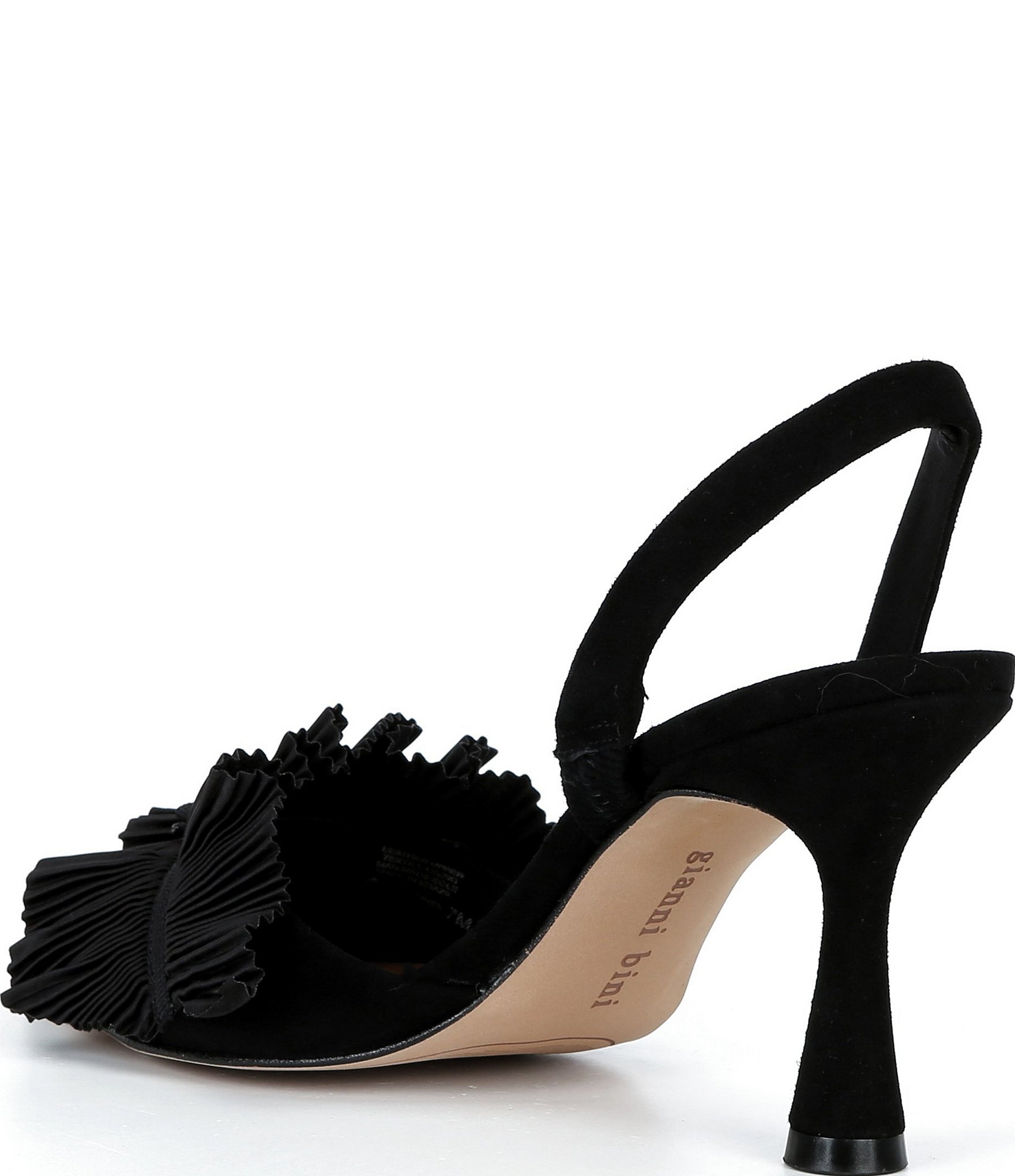 Gianni Bini Eaves Pleated Ruffle Suede Pointed Toe Pumps