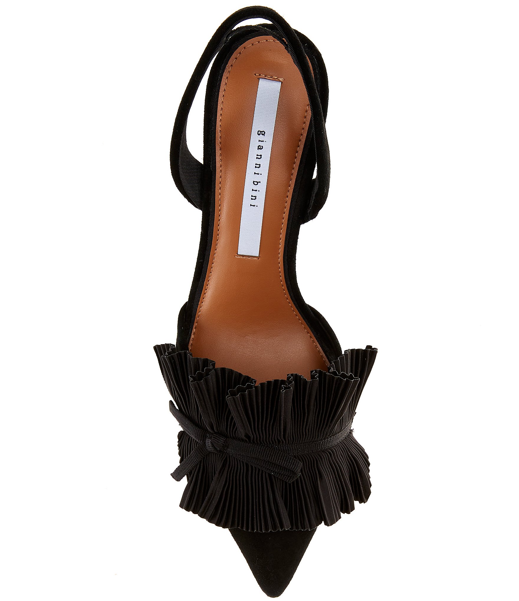 Gianni Bini Eaves Pleated Ruffle Suede Pointed Toe Pumps