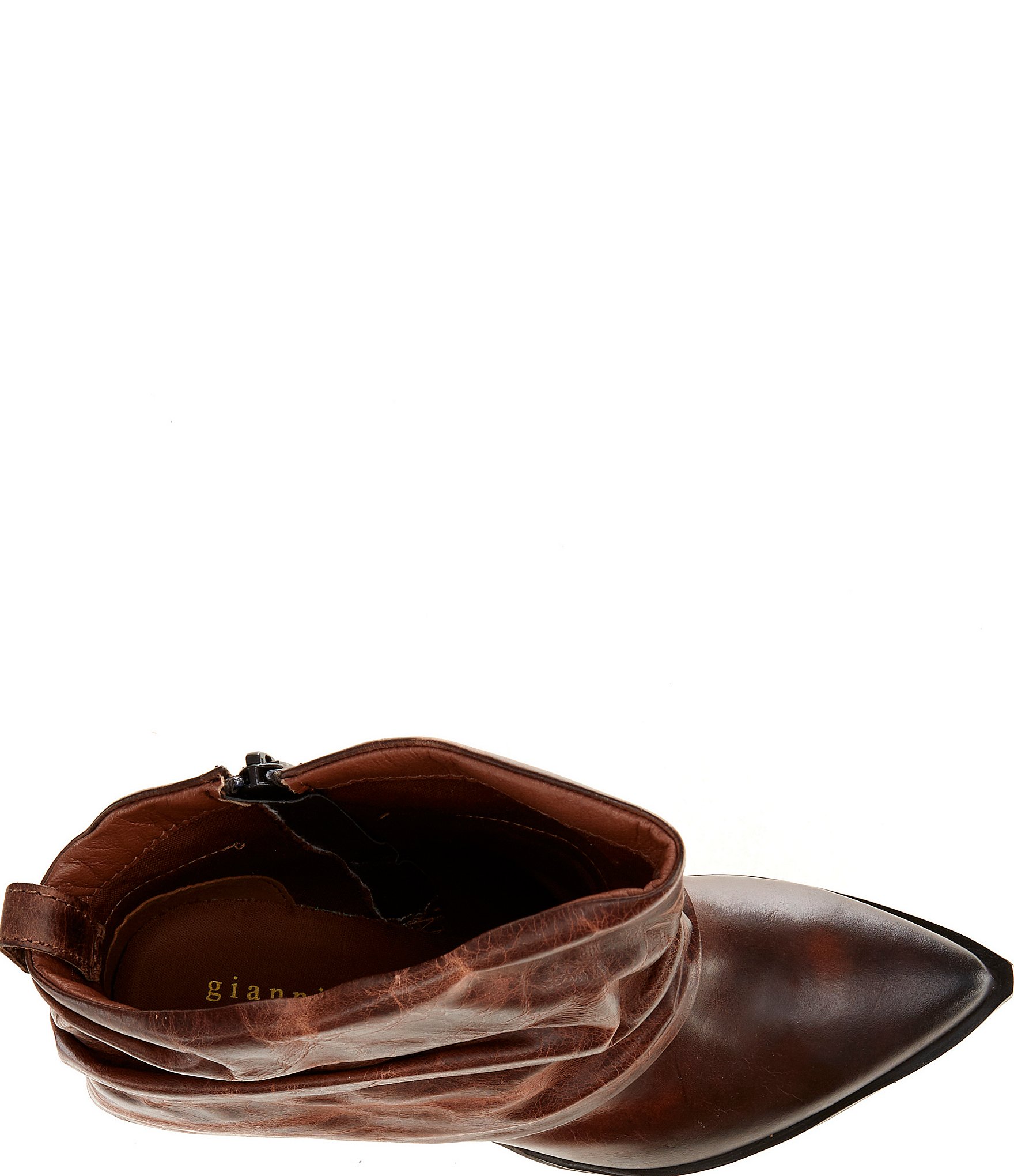 Gianni Bini Eller Distressed Leather Cuffed Block Heel Booties