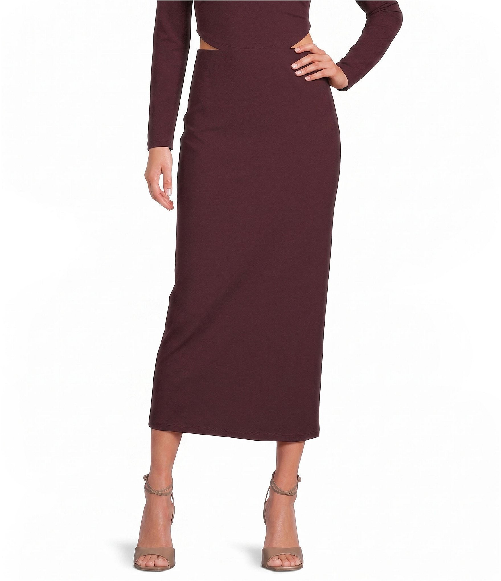 Gianni Bini Fold Over Knit Bodycon Maxi Skirt