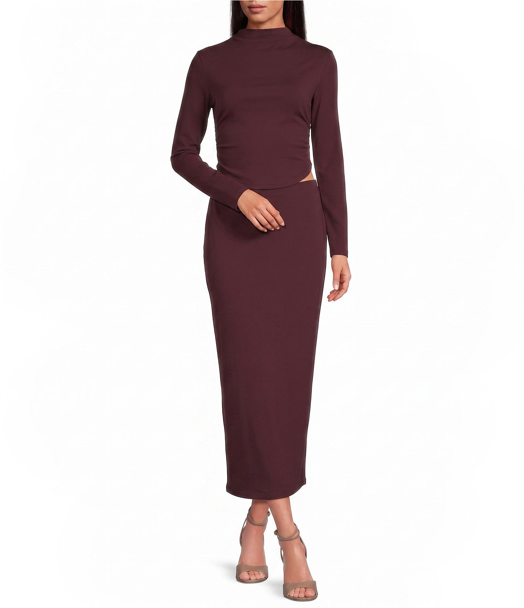 Gianni Bini Fold Over Knit Bodycon Maxi Skirt