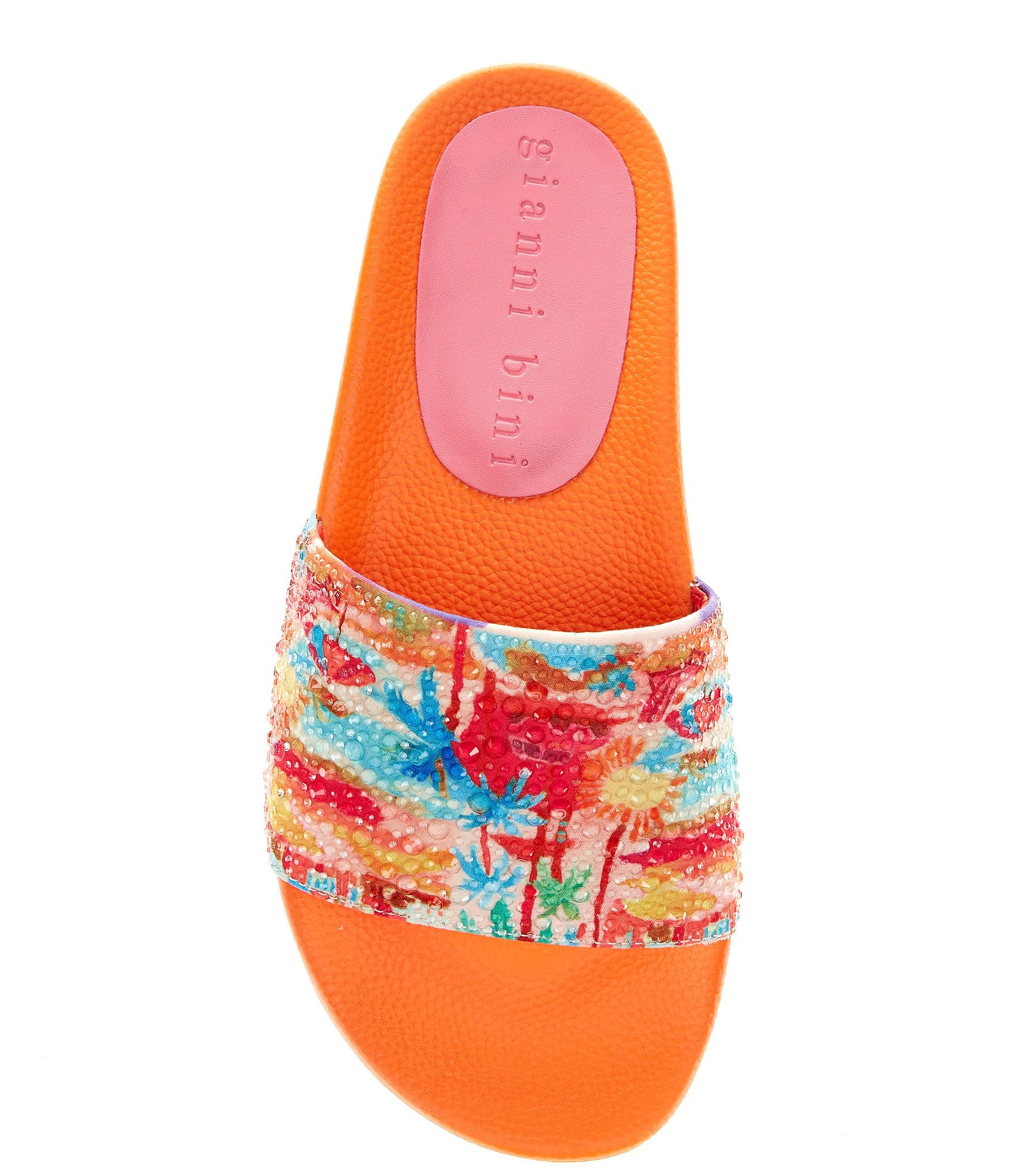 Gianni Bini Fyffer Two Sun Printed Rhinestone Pool Slide Sandals