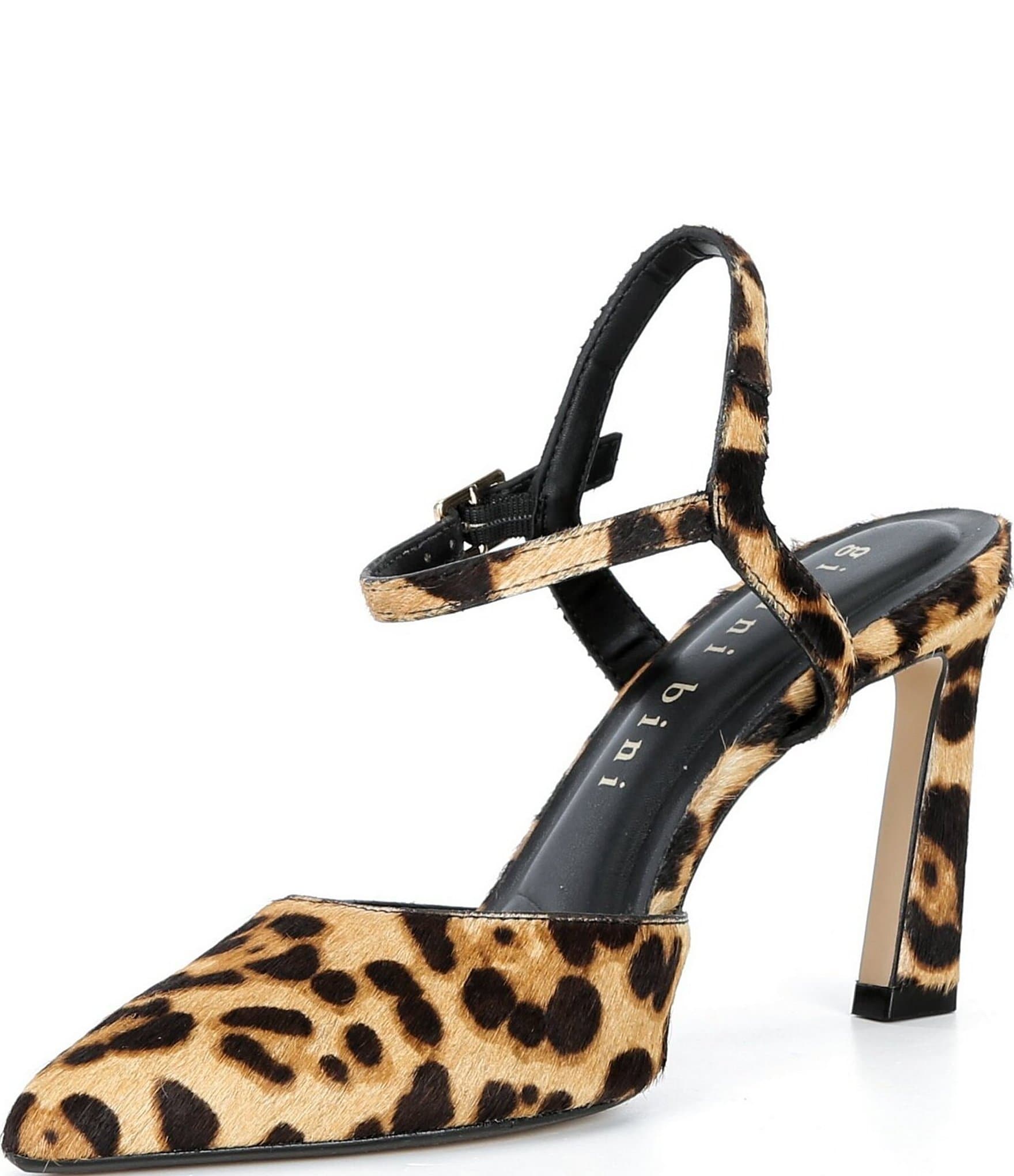 Gianni Bini Geno Leopard Print Haircalf Ankle Strap Pointed Toe Pumps