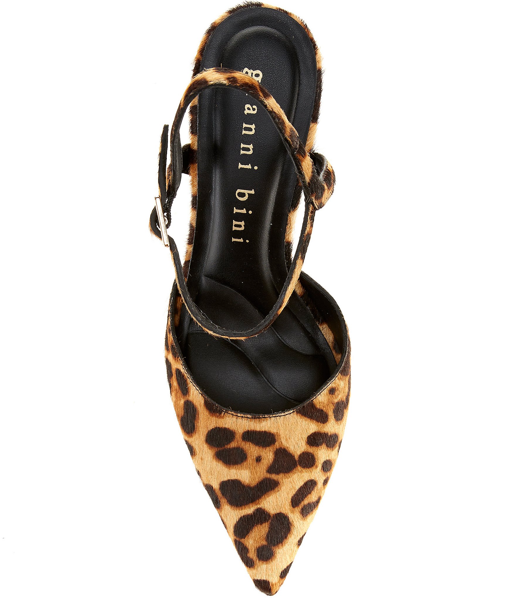 Gianni Bini Geno Leopard Print Haircalf Ankle Strap Pointed Toe Pumps