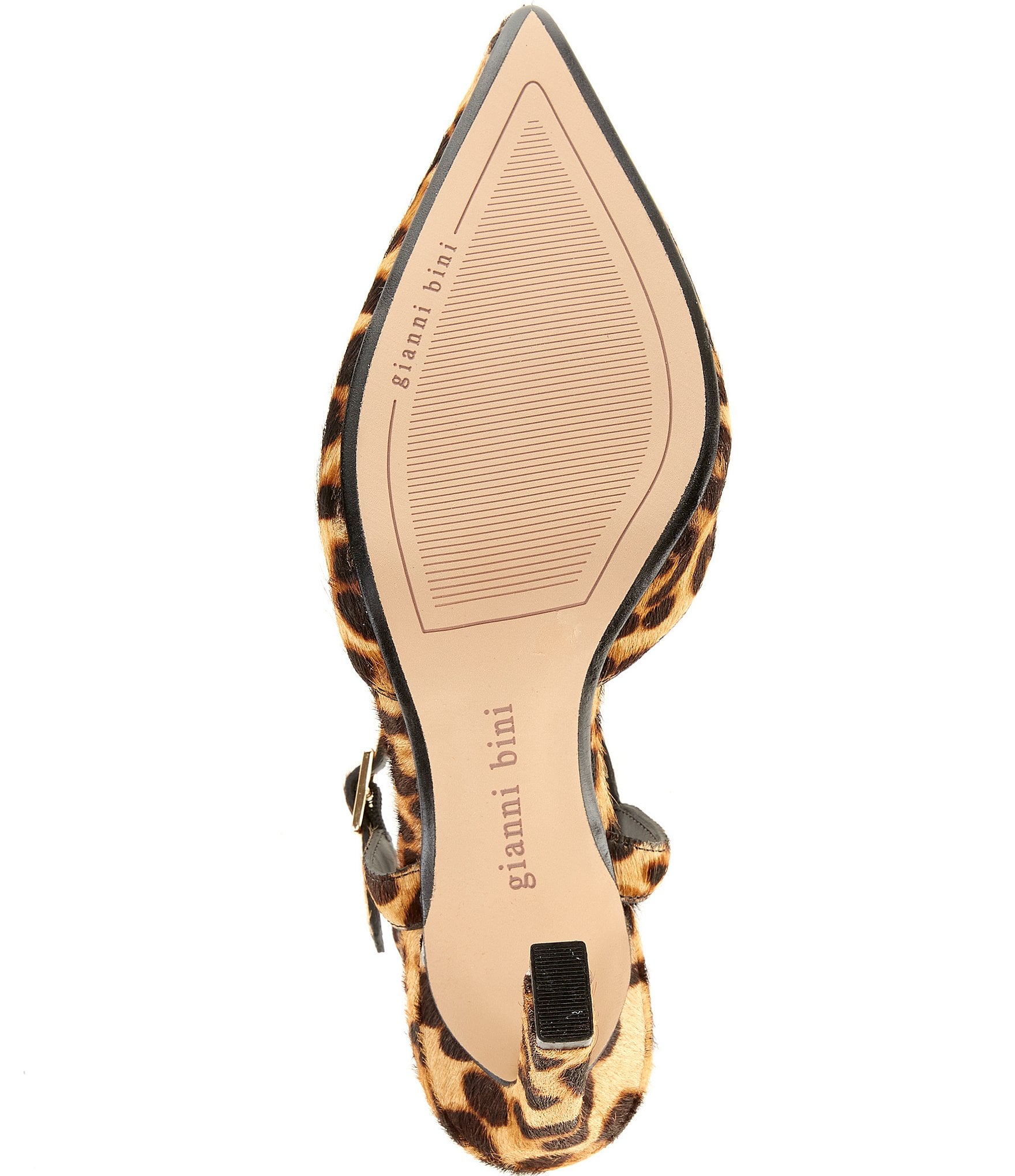 Gianni Bini Geno Leopard Print Haircalf Ankle Strap Pointed Toe Pumps