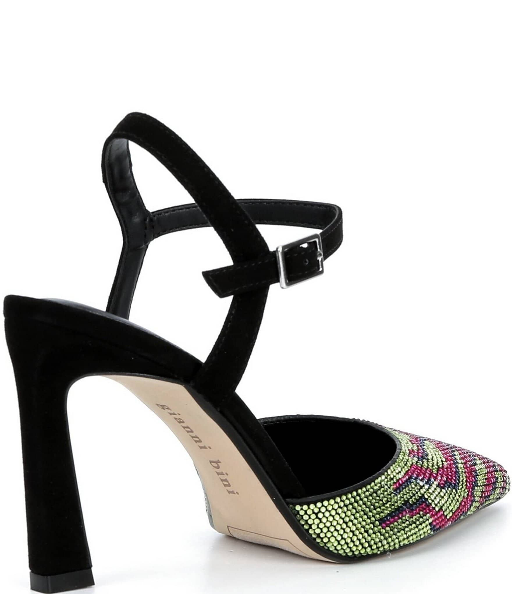 Gianni Bini Geno Two Pattern Rhinestone Ankle Strap Pointed Toe Pumps